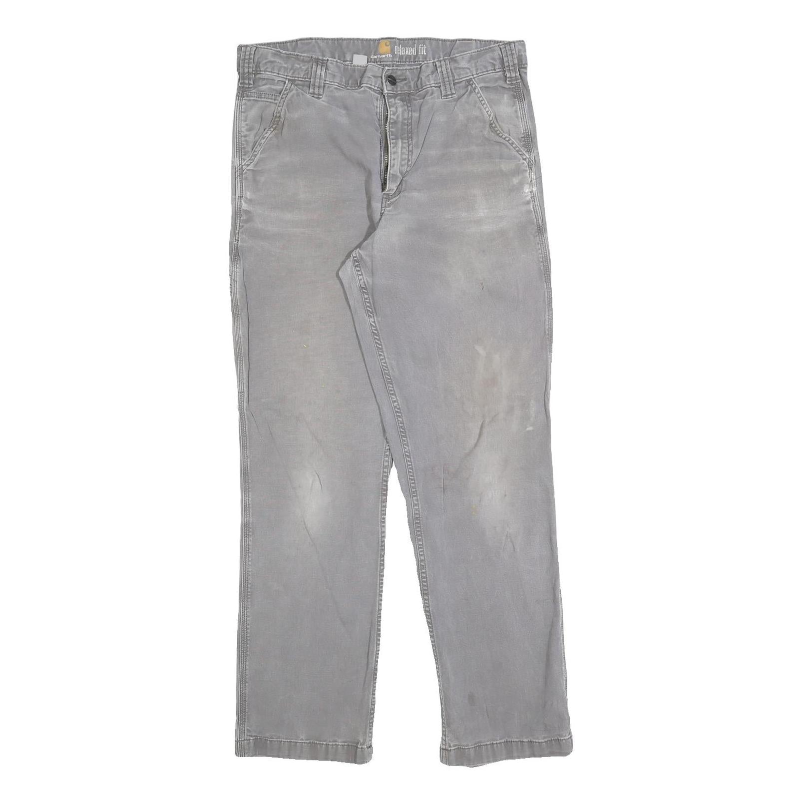 CARHARTT Mens Cotton Blend Grey Relaxed Fit Straight Trousers W34 L32 Workwear Refurbished - N/A refurbished available on Cerqular