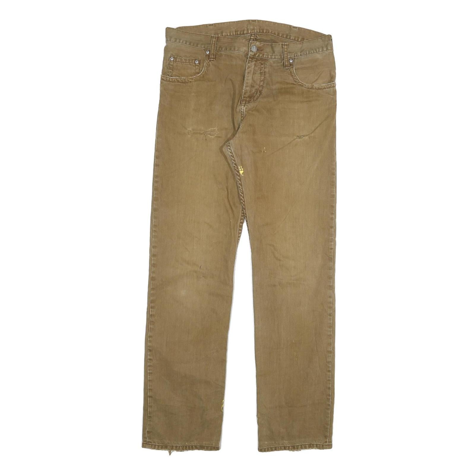 CARHARTT Mens Regular Fit Beige Cotton Blend Zip Trousers W32 L34 Durable Refurbished - N/A refurbished available on Cerqular