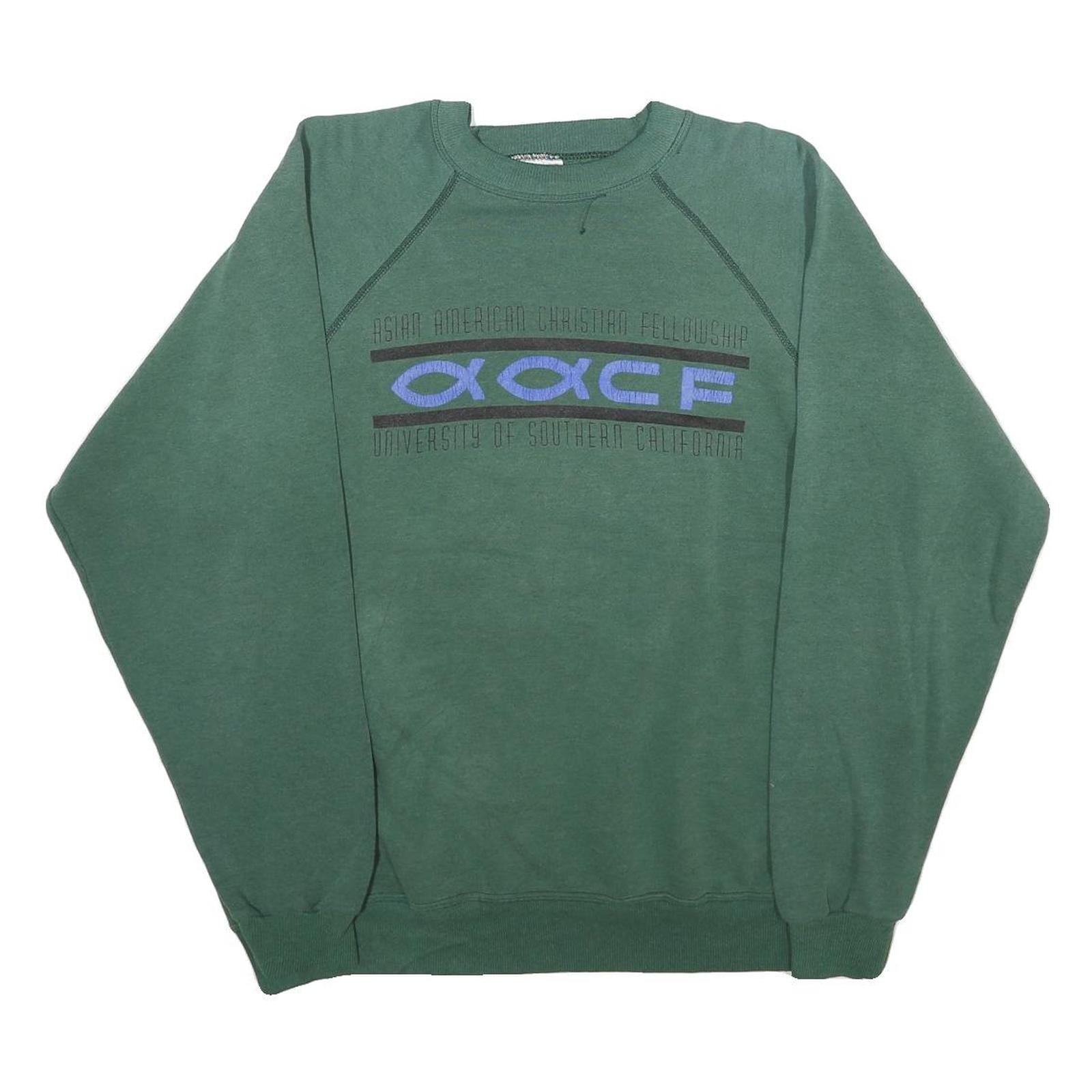 HANES Mens Green Asian American Christian Fellowship Crew Neck XL Sweatshirt Refurbished - N/A refurbished available on Cerqular