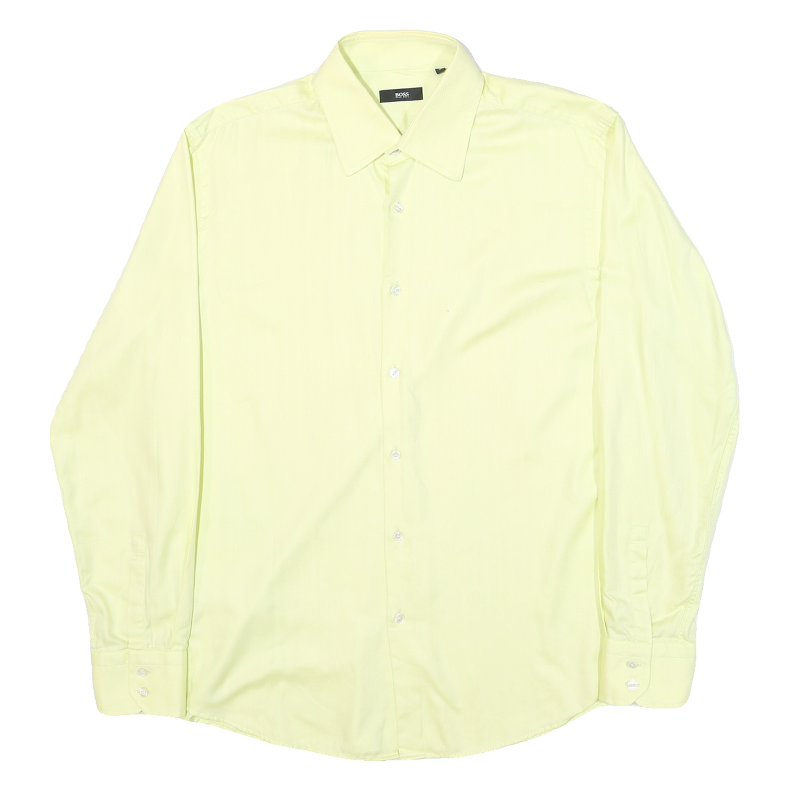 BOSS Mens Yellow Cotton Blend Shirt L Long Sleeve Classic Collar Elegant Refurbished - N/A refurbished available on Cerqular