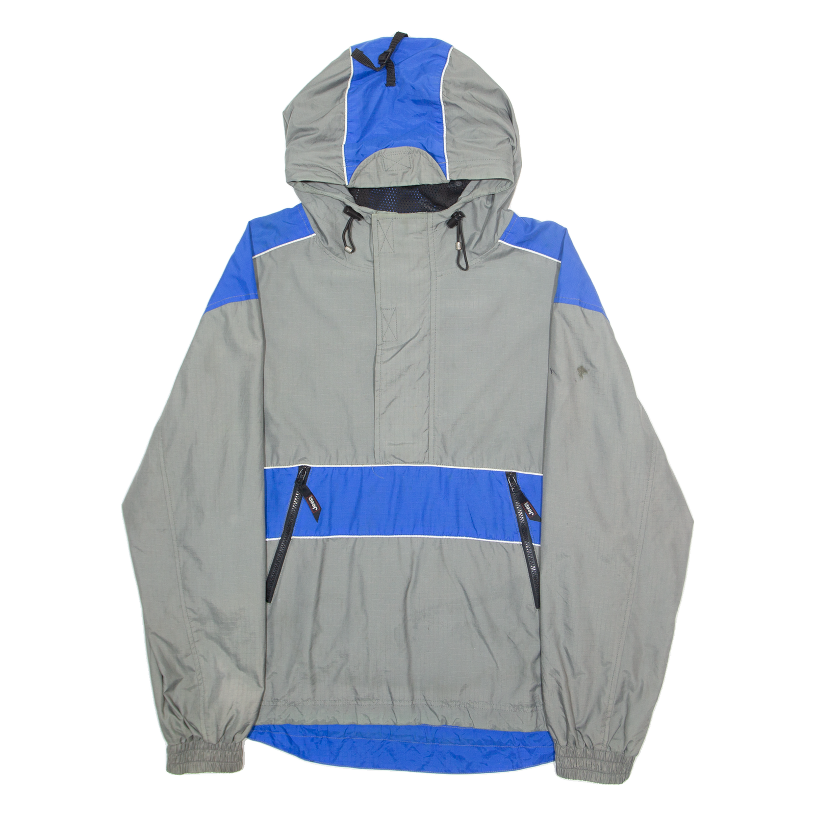 JEEP Mens Pullover Jacket Grey Nylon Hooded Colourblock M Refurbished - N/A refurbished available on Cerqular