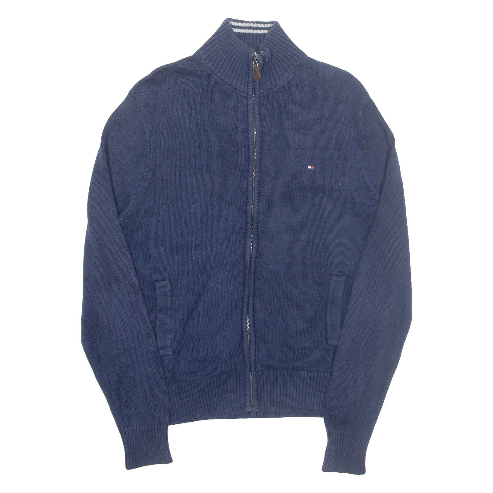 TOMMY HILFIGER Mens Cardigan Blue High Neck Tight Knit M Refurbished - N/A refurbished available on Cerqular