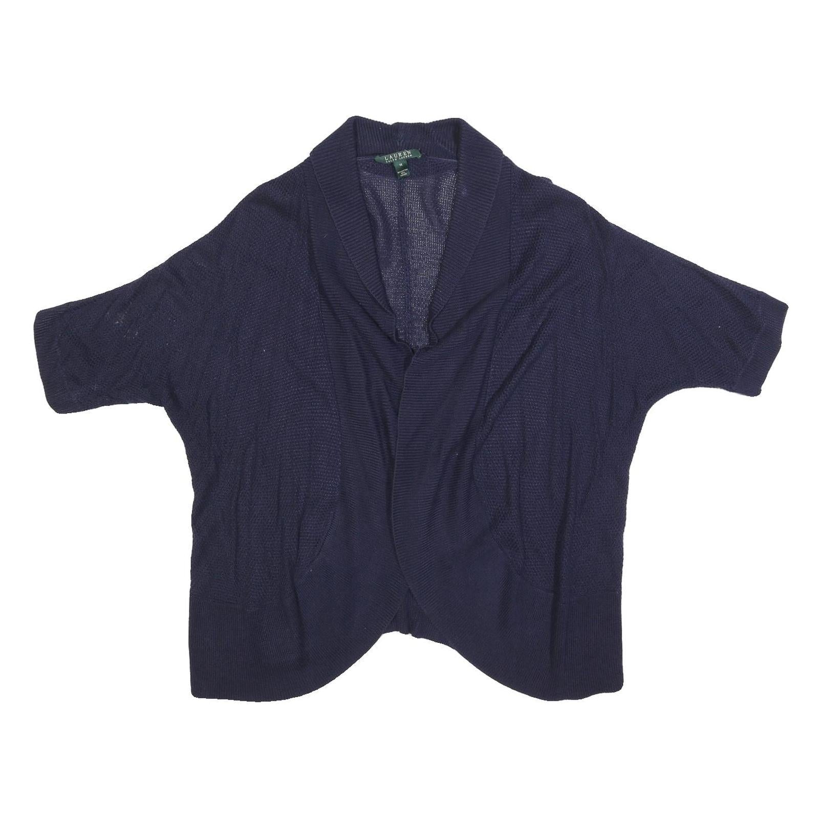 LAUREN RALPH LAUREN Womens Navy Blue Patterned Cardigan Crew Neck Basic Knit XL Refurbished - N/A refurbished available on Cerqular