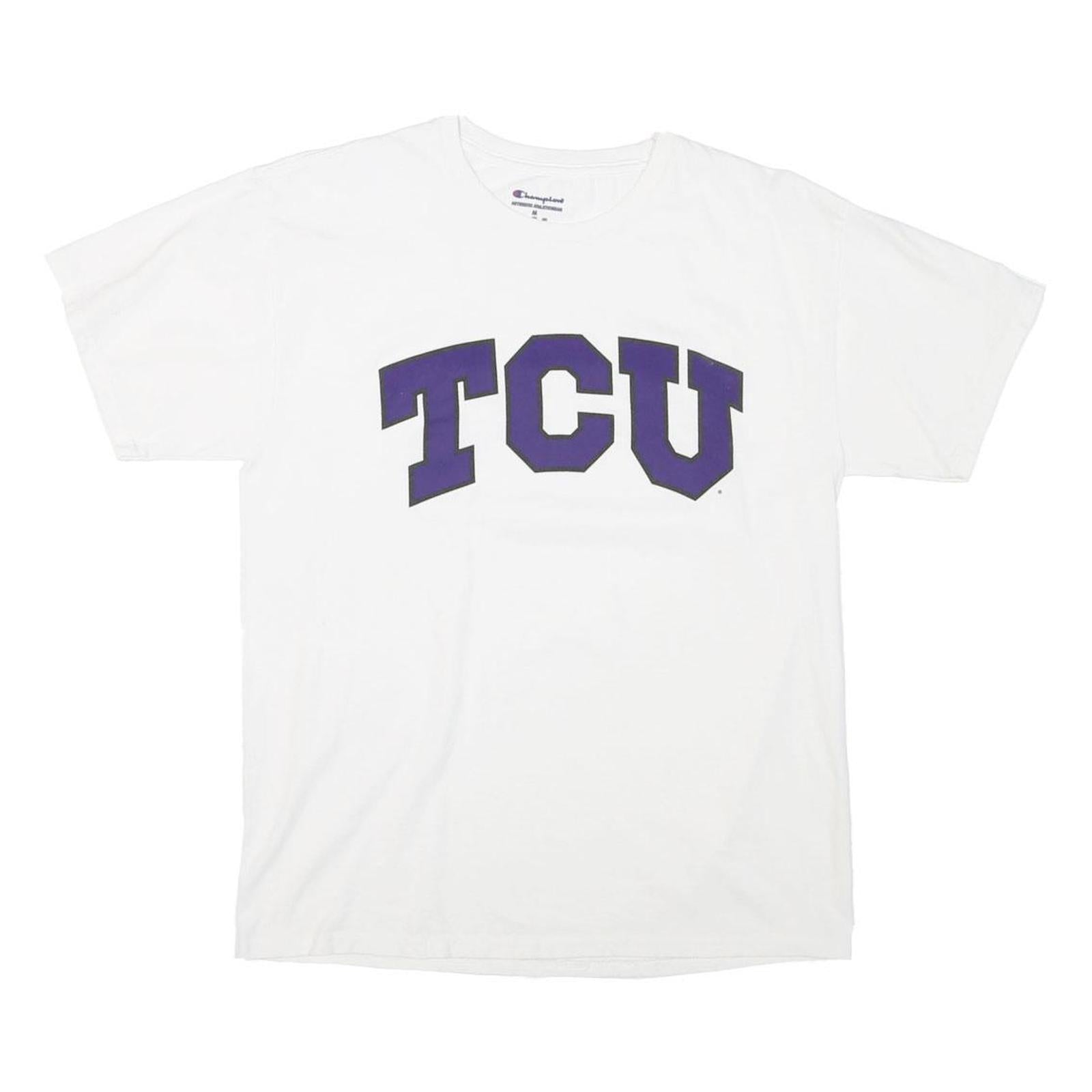 CHAMPION Mens White TCU Classic T-Shirt M Short Sleeve Crew Neck Cotton Blend Refurbished - N/A refurbished available on Cerqular