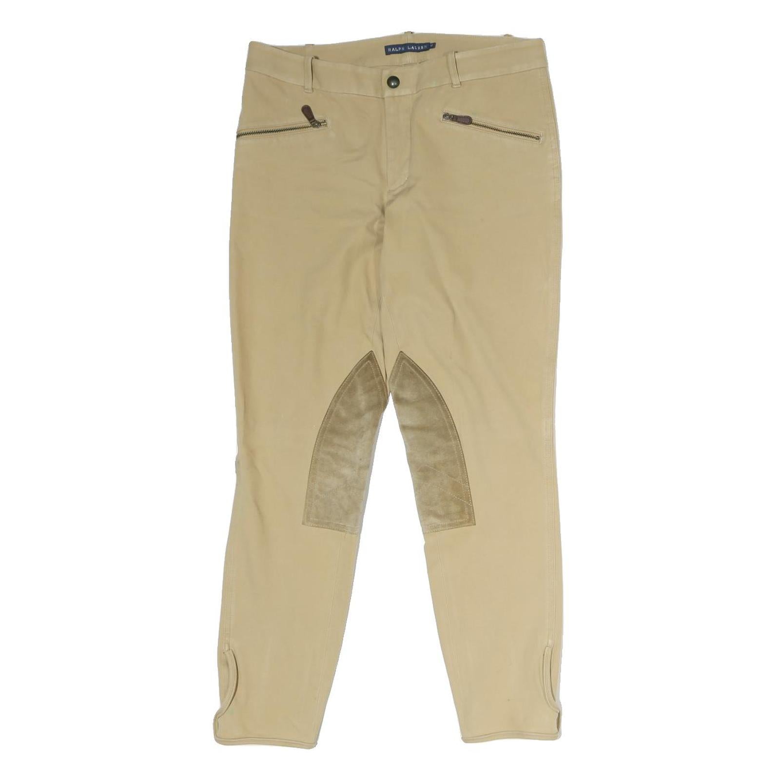 RALPH LAUREN Mens Slim Beige Cotton Trousers W30 L27 Zippered Pocket Detail Refurbished - N/A refurbished available on Cerqular