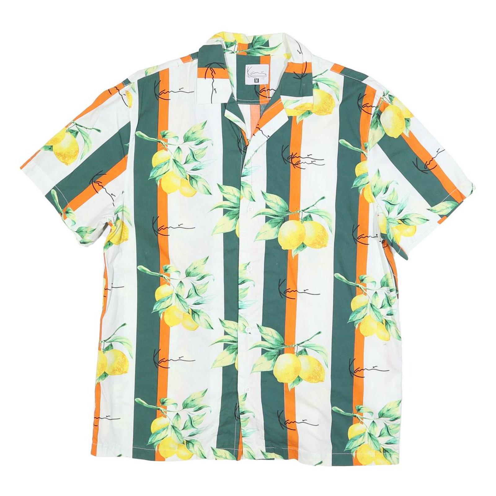 KARL KANI Mens White Green & Orange Lemon Print Shirt M Cotton Blend Summer Refurbished - N/A refurbished available on Cerqular