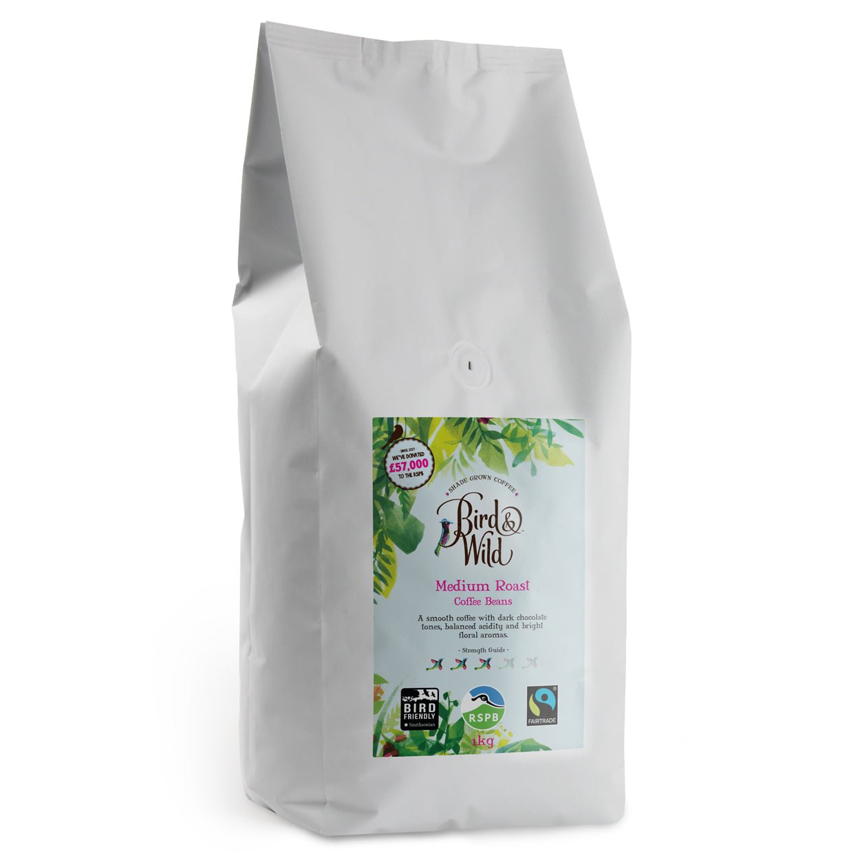 Medium Roast, Fairtrade, Organic, Bird Friendly Coffee Beans Blend - 1kg Refurbished - Bird & Wild Coffee refurbished available on Cerqular