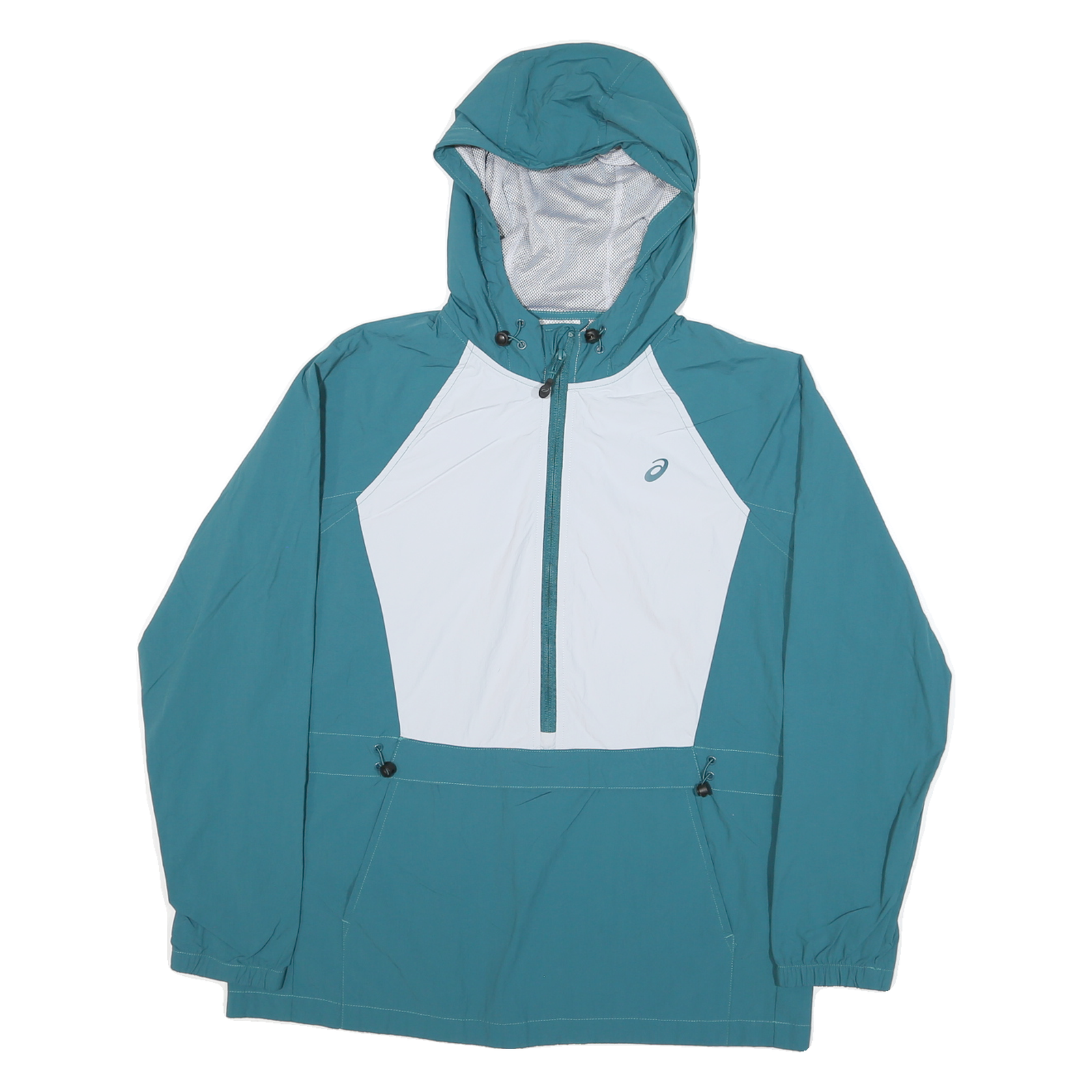 ASICS Womens Blue & White Hooded Nylon Jacket M Zip Lightweight Sportswear Refurbished - N/A refurbished available on Cerqular