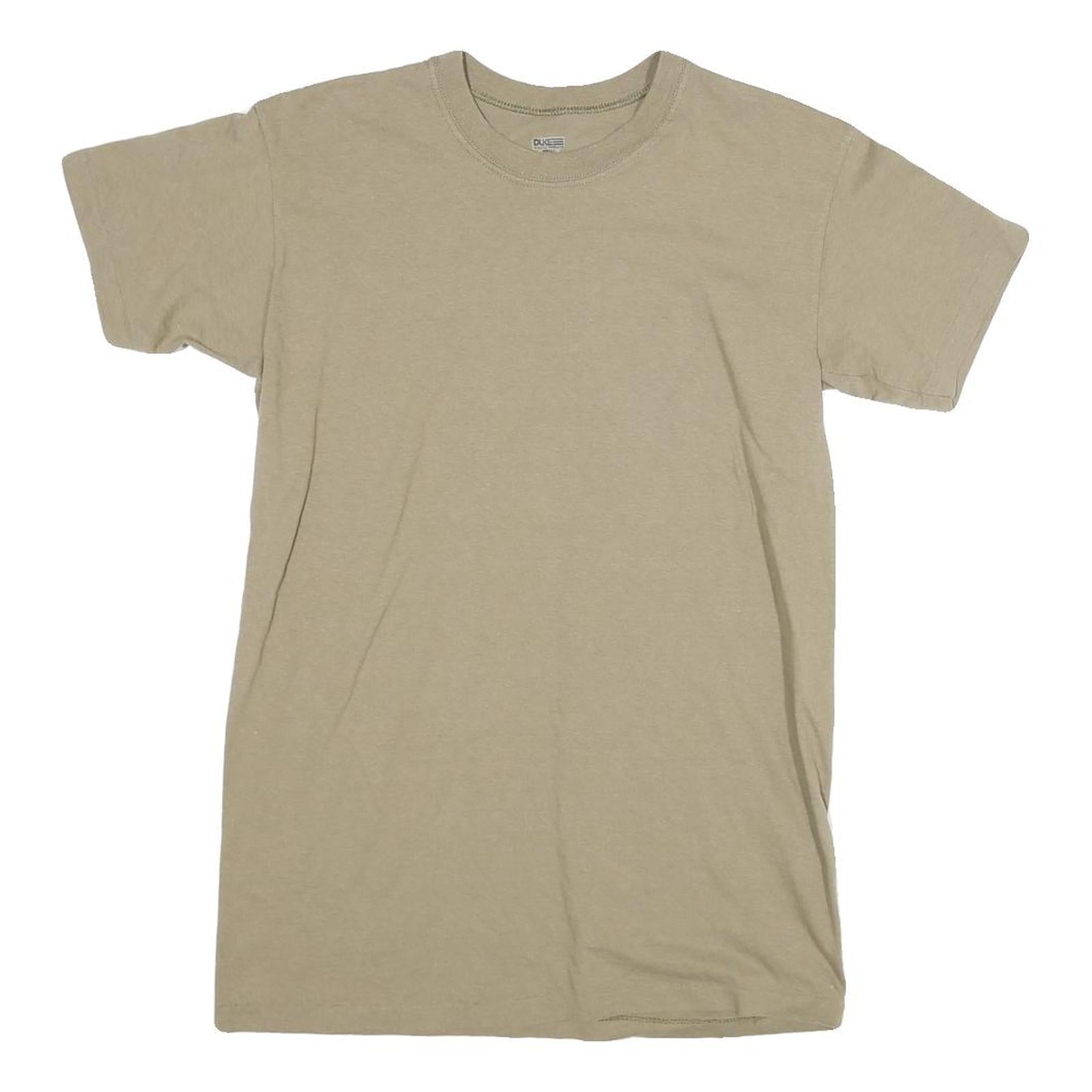 DUKE Mens Beige S Short Sleeve Crew Neck Plain Cotton Blend T-Shirt Refurbished - N/A refurbished available on Cerqular
