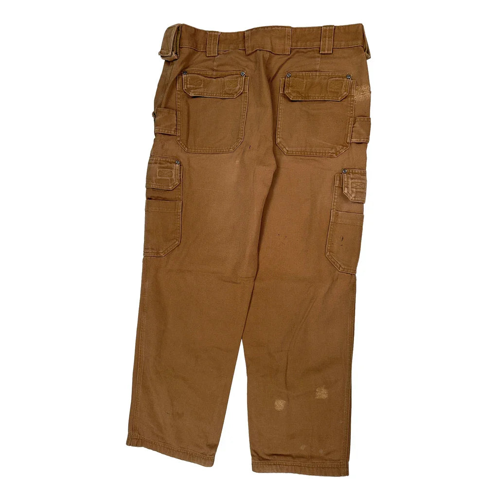 Unbranded Cargo Trousers - 36W 29L Brown Cotton Refurbished - Thrifted (note: this is a term often used to describe second- refurbished available on Cerqular