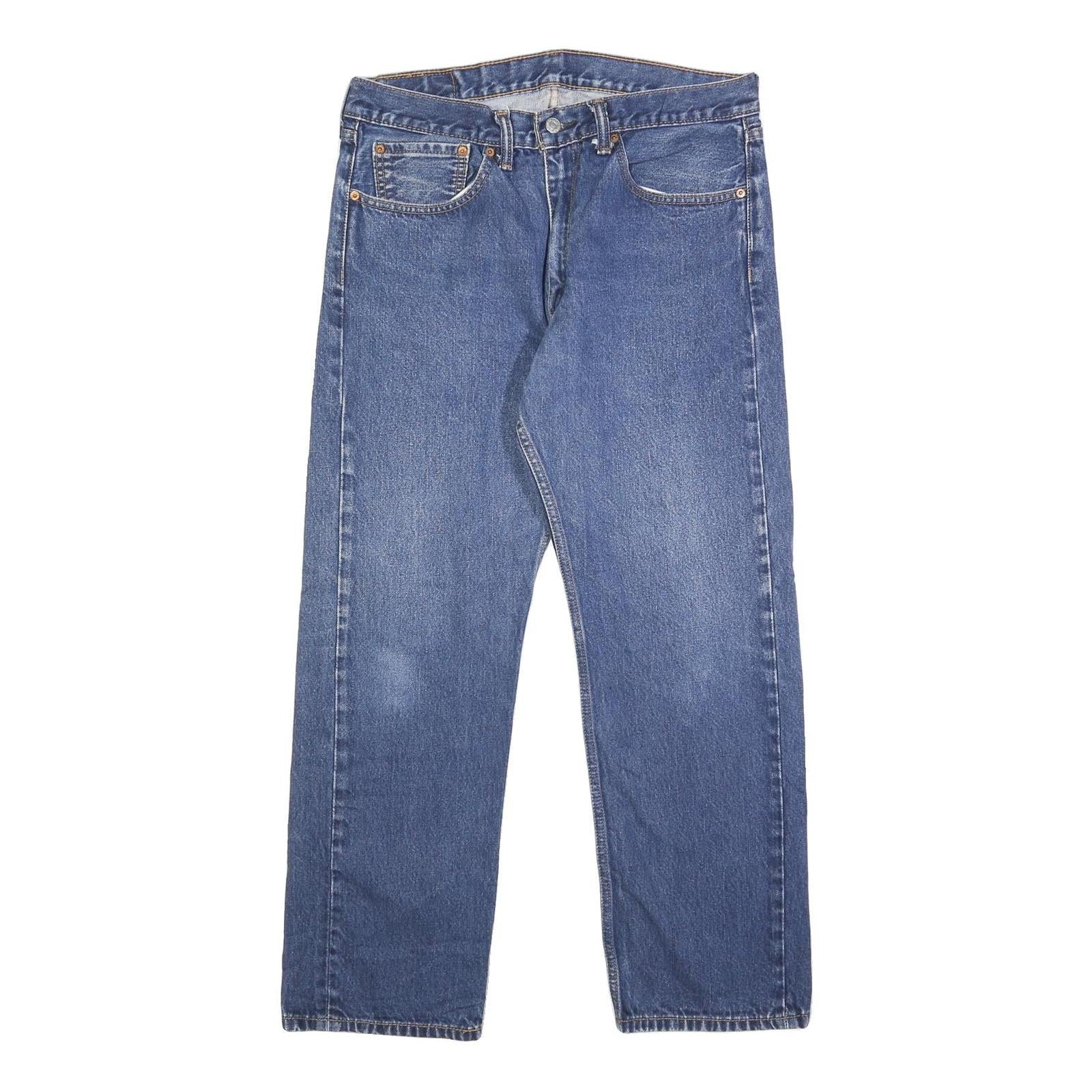 LEVI'S 505 Mens Jeans Blue Regular Straight Denim Medium W35 L27 Classic Zip Refurbished - N/A refurbished available on Cerqular