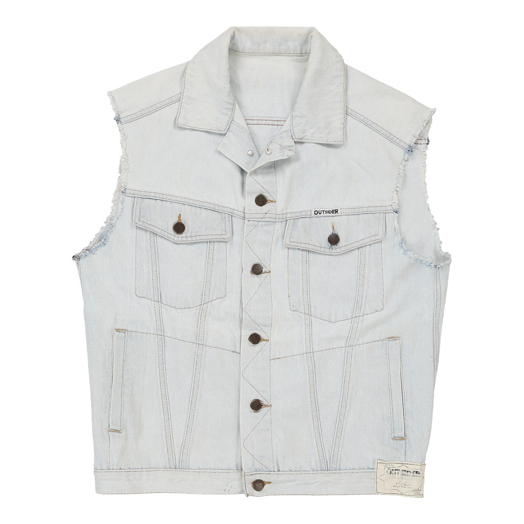 Outsider Denim Gilet - Medium Light Wash Cotton Refurbished - Thrifted (note: this is a term often used to describe second- refurbished available on Cerqular