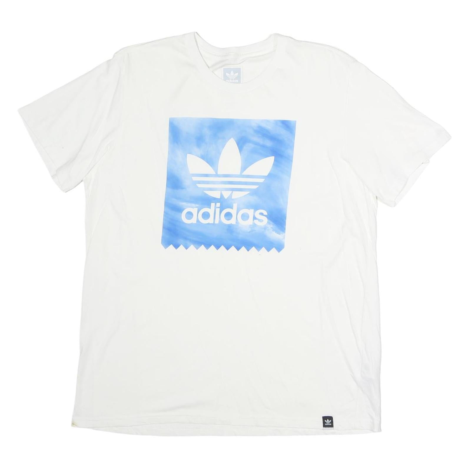 ADIDAS Mens White Blue Graphic T-Shirt XL Short Sleeve Crew Neck Cotton Casual Refurbished - N/A refurbished available on Cerqular