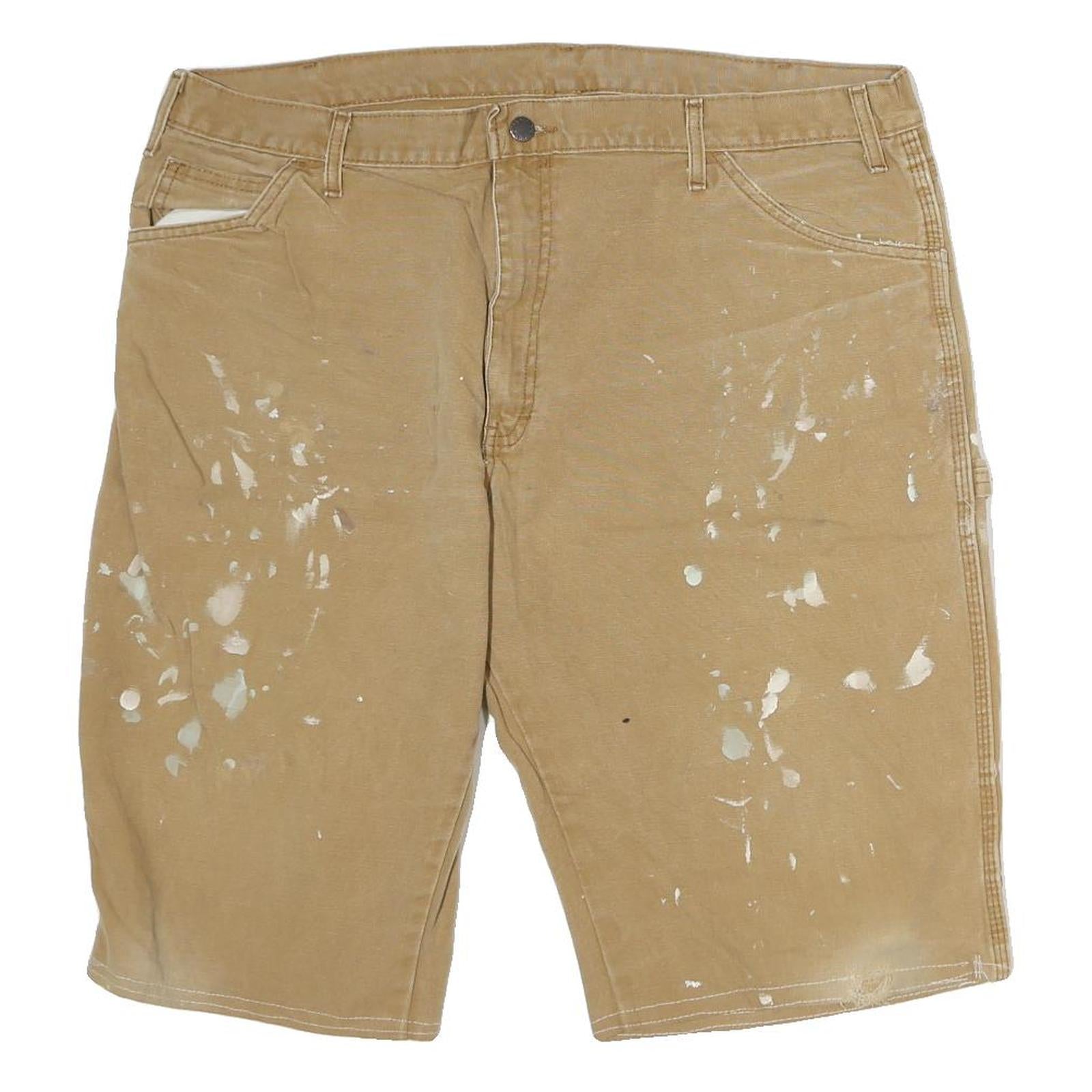 DICKIES Mens Shorts Beige Casual XL W40 Cotton Workwear Paint Splatter Refurbished - N/A refurbished available on Cerqular