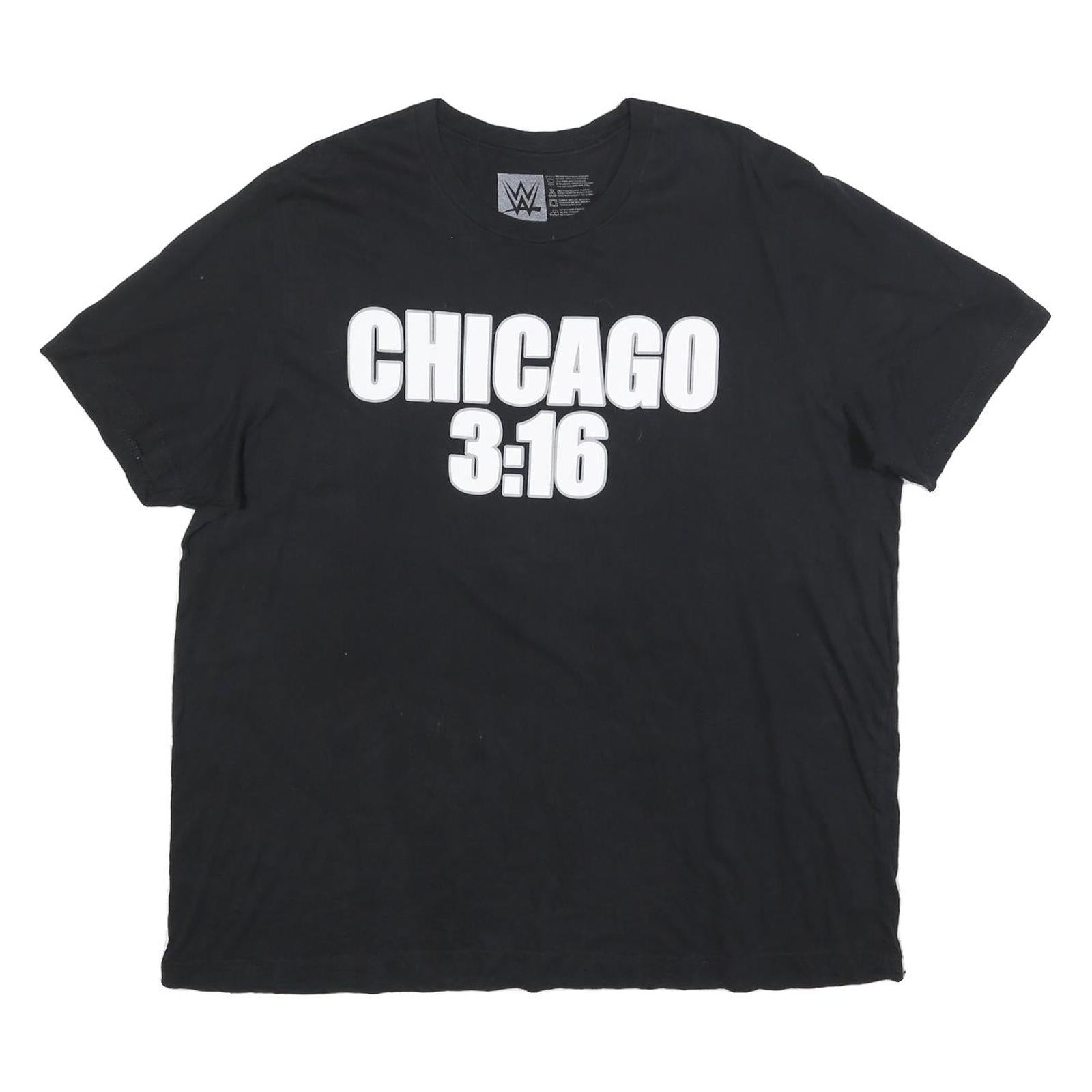 WWE Mens Black Chicago 3:16 Graphic T-Shirt 2XL Short Sleeve Crew Neck Skull Refurbished - N/A refurbished available on Cerqular