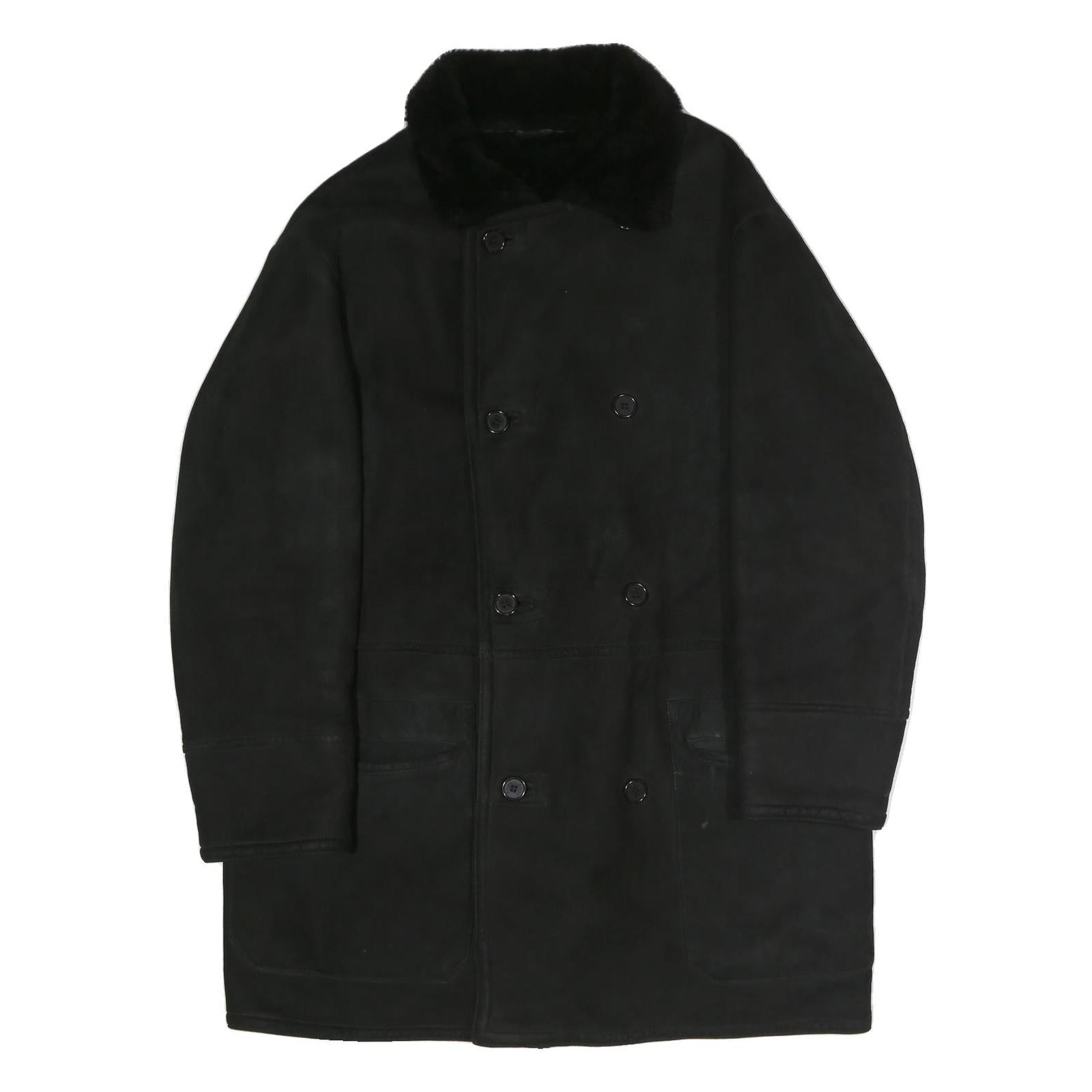 Mens Black Long Sleeve Button Jacket Polyester Classic Coat L Plain Warm Refurbished - N/A refurbished available on Cerqular