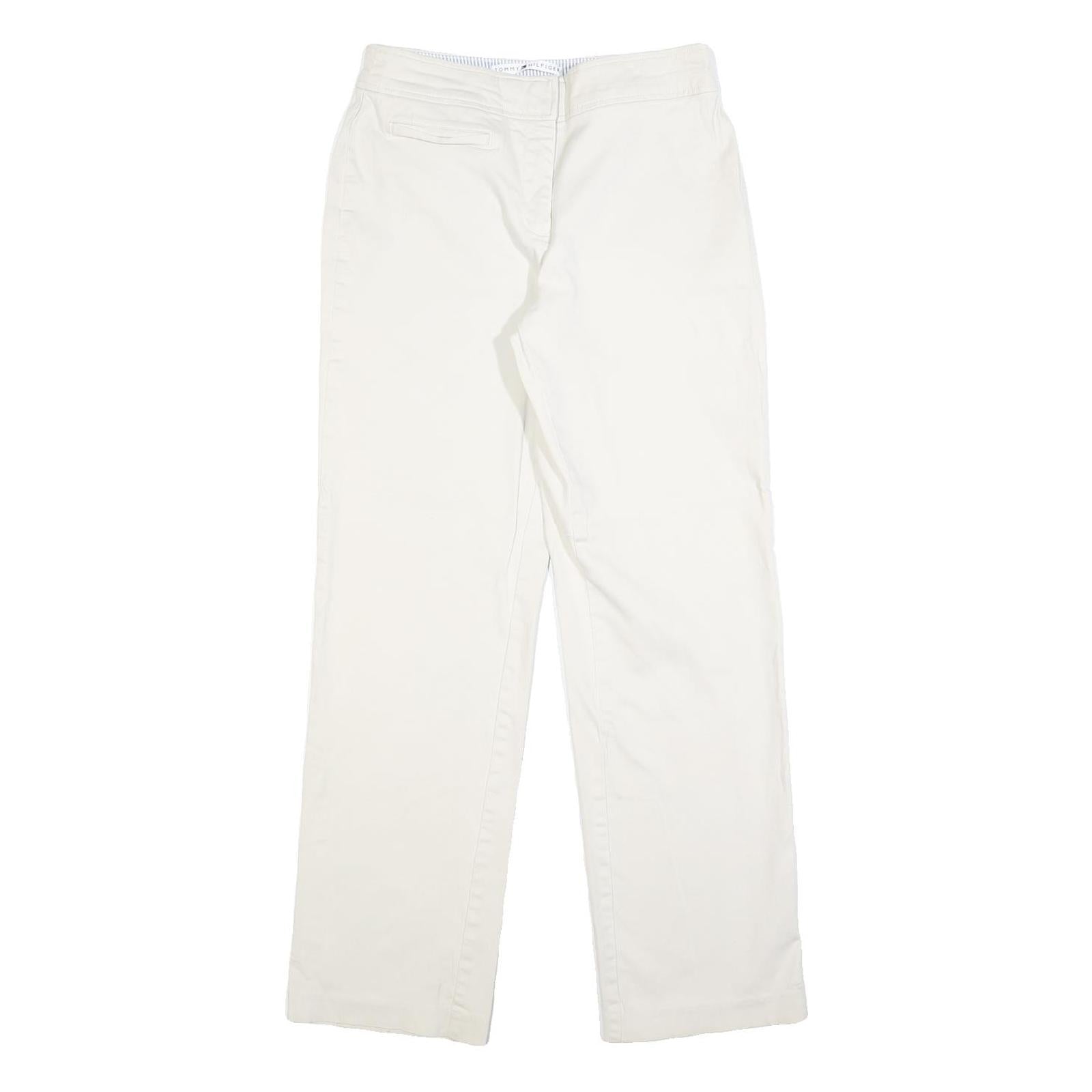 TOMMY HILFIGER Womens Cotton Blend White Regular Straight Trousers W28 L30 Refurbished - N/A refurbished available on Cerqular