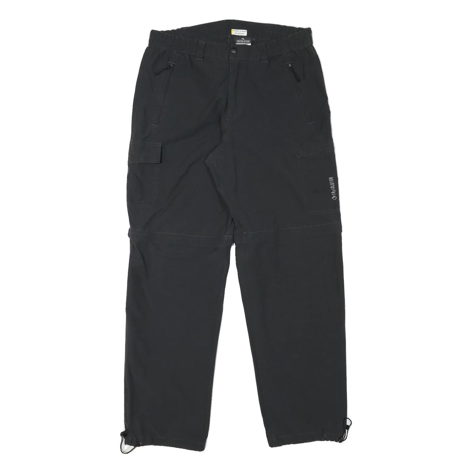 TREVOLUTION Mens Relaxed Black Polyester Blend Zip Trousers W32 L31 Cargo Style Refurbished - N/A refurbished available on Cerqular