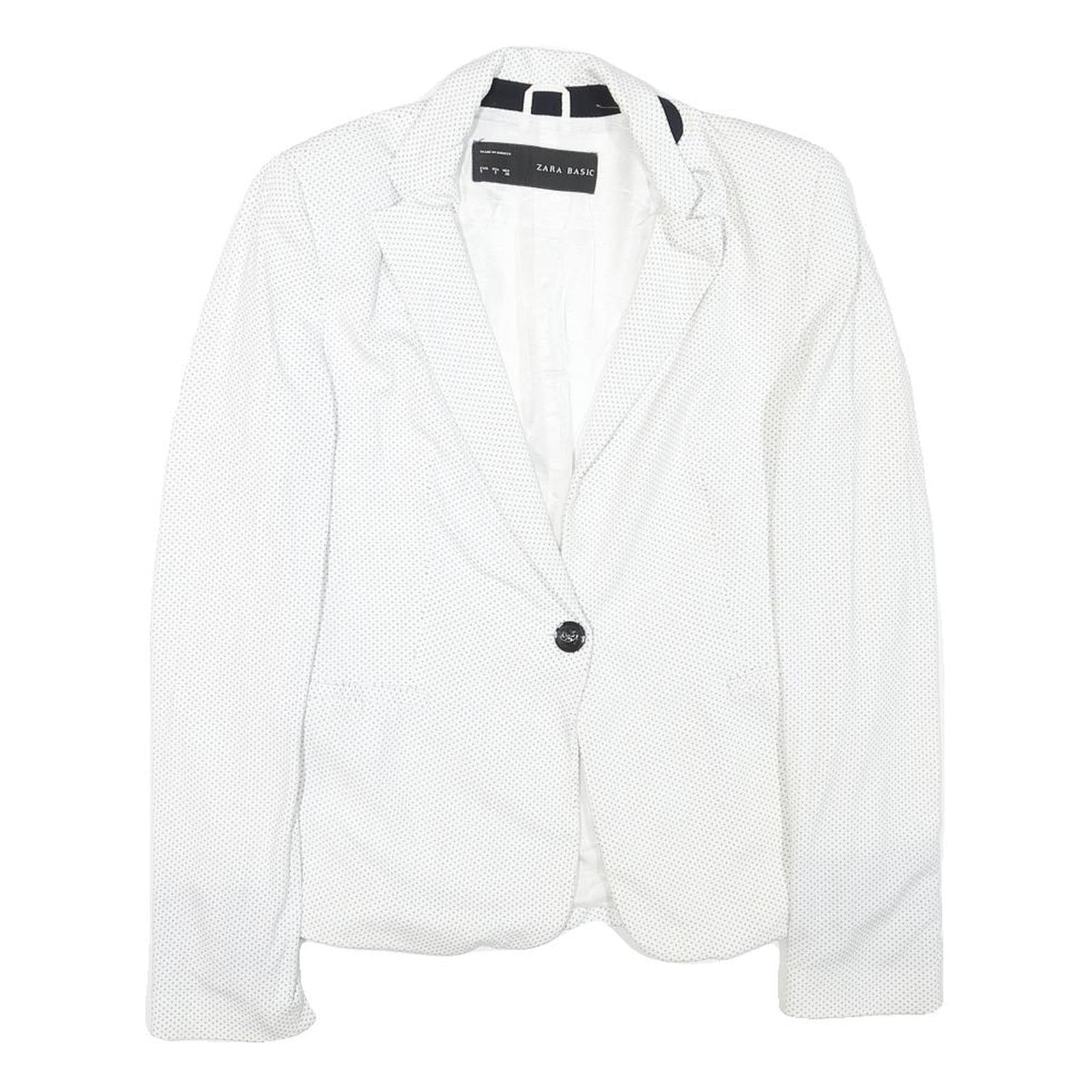 ZARA BASIC Womens White & Black Polka Dot Blazer Jacket S Acetate Button Closure Refurbished - N/A refurbished available on Cerqular