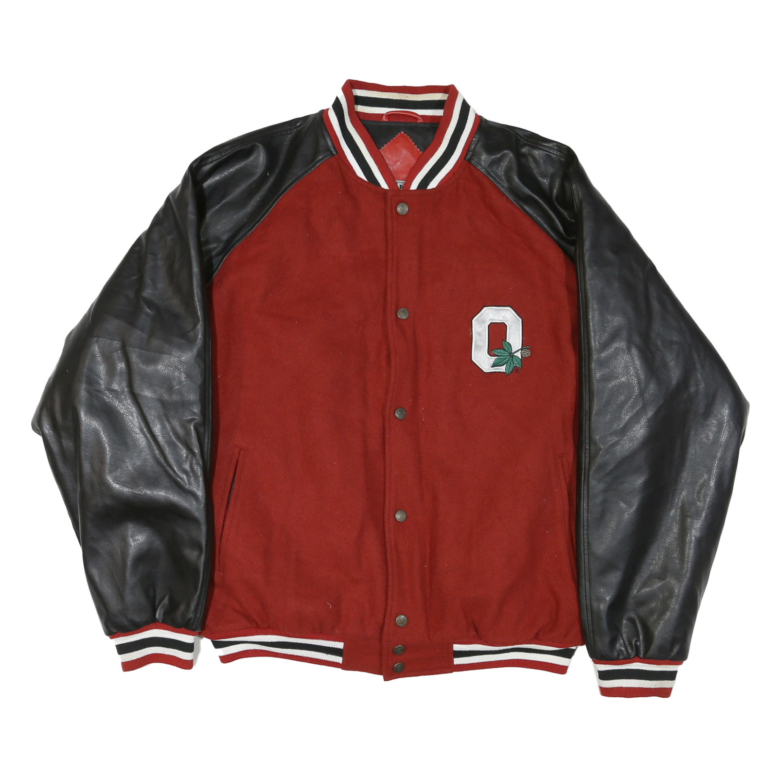 Mens Red & Black Letterman Style Button Jacket XL Synthetic Plain Retro Refurbished - N/A refurbished available on Cerqular
