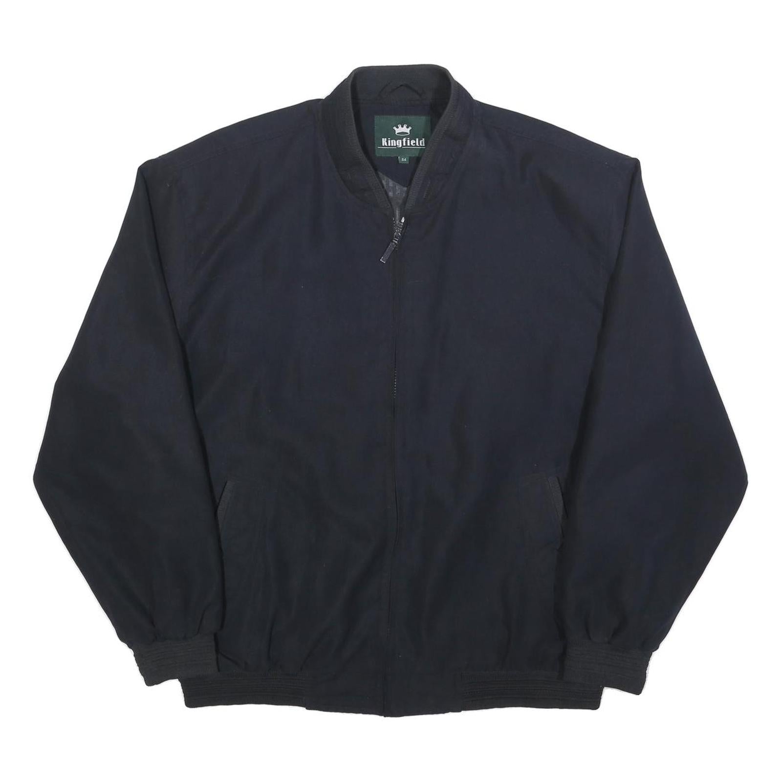 KINGFIELD Mens Black Classic Jacket L Polyester Zip Plain Casual Outerwear Refurbished - N/A refurbished available on Cerqular