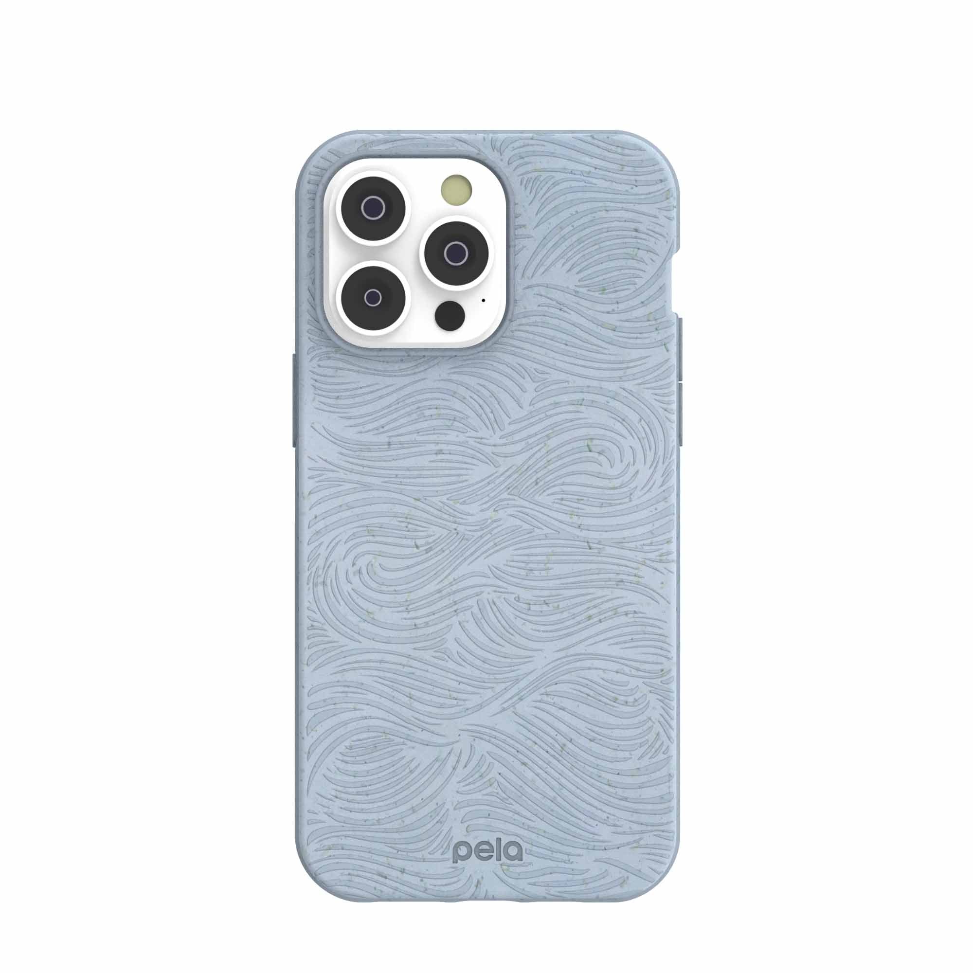 Powder Blue Ebb and Flow iPhone 14 Pro Max Case Refurbished - Pela Case refurbished available on Cerqular