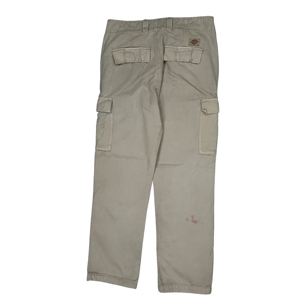 Dickies Cargo Trousers - 32W 31L Beige Cotton Refurbished - Thrifted (note: this is a term often used to describe second- refurbished available on Cerqular