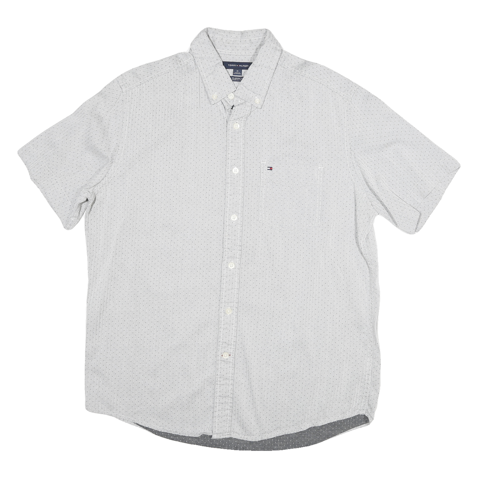 Buy TOMMY HILFIGER Mens White & Navy Blue Dot Pattern Shirt M Button-Down Short Refurbished - $35.09 TOMMY HILFIGER Mens White & Navy Blue Dot Pattern Shirt M Button-Down Short Refurbished - N/A refurbished available on Cerqular