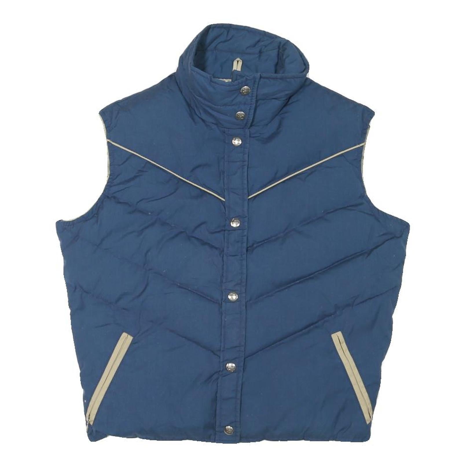 WOOLRICH Womens Blue & Beige Sleeveless Quilted Jacket L Polyester Blend Button Refurbished - N/A refurbished available on Cerqular