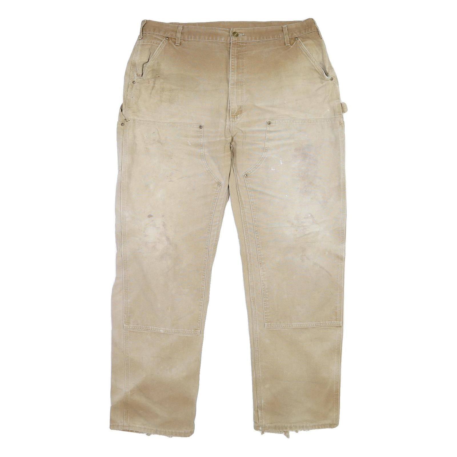 CARHARTT Mens Regular Beige Cotton Blend Button Trousers W40 L33 Workwear Refurbished - N/A refurbished available on Cerqular