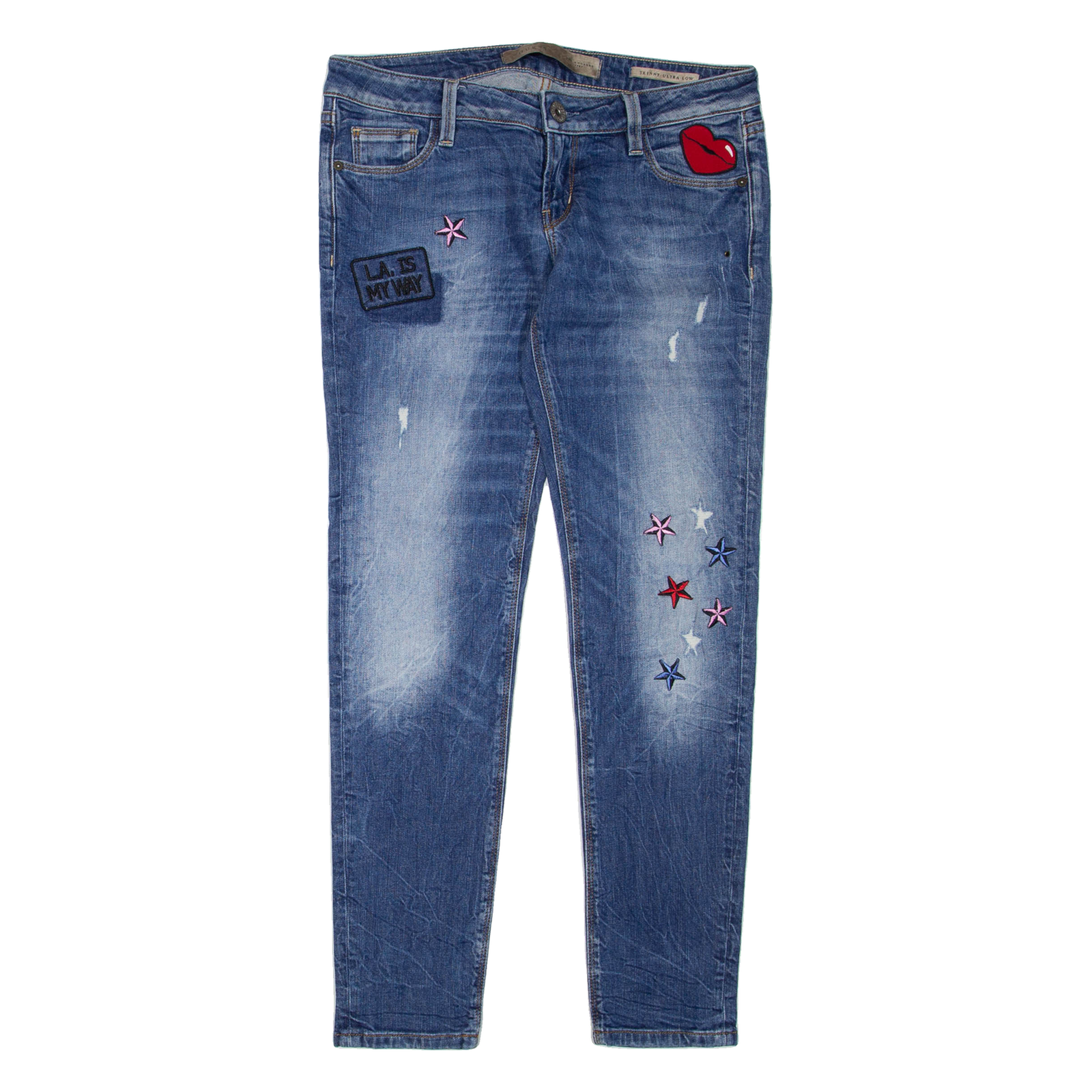 GUESS Ultra Low Womens Jeans Blue Regular Skinny Stone Wash W30 L29 Refurbished - N/A refurbished available on Cerqular
