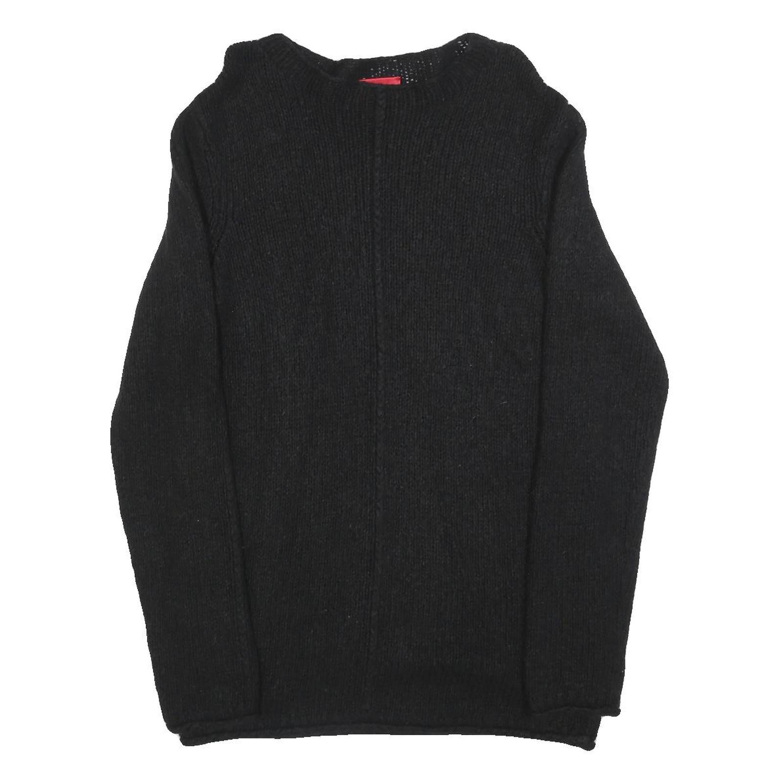 HUGO BOSS Womens Black Plain Jumper Crew Neck Basic Knit L Soft Casual Refurbished - N/A refurbished available on Cerqular
