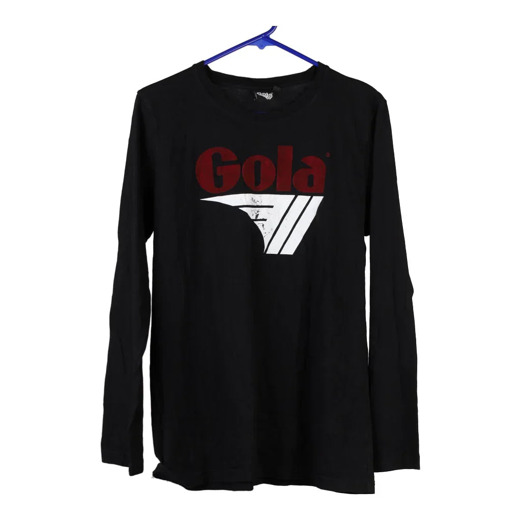 Gola Spellout Long Sleeve T-Shirt - Large Black Cotton Refurbished - Thrifted (note: this is a term often used to describe second- refurbished available on Cerqular