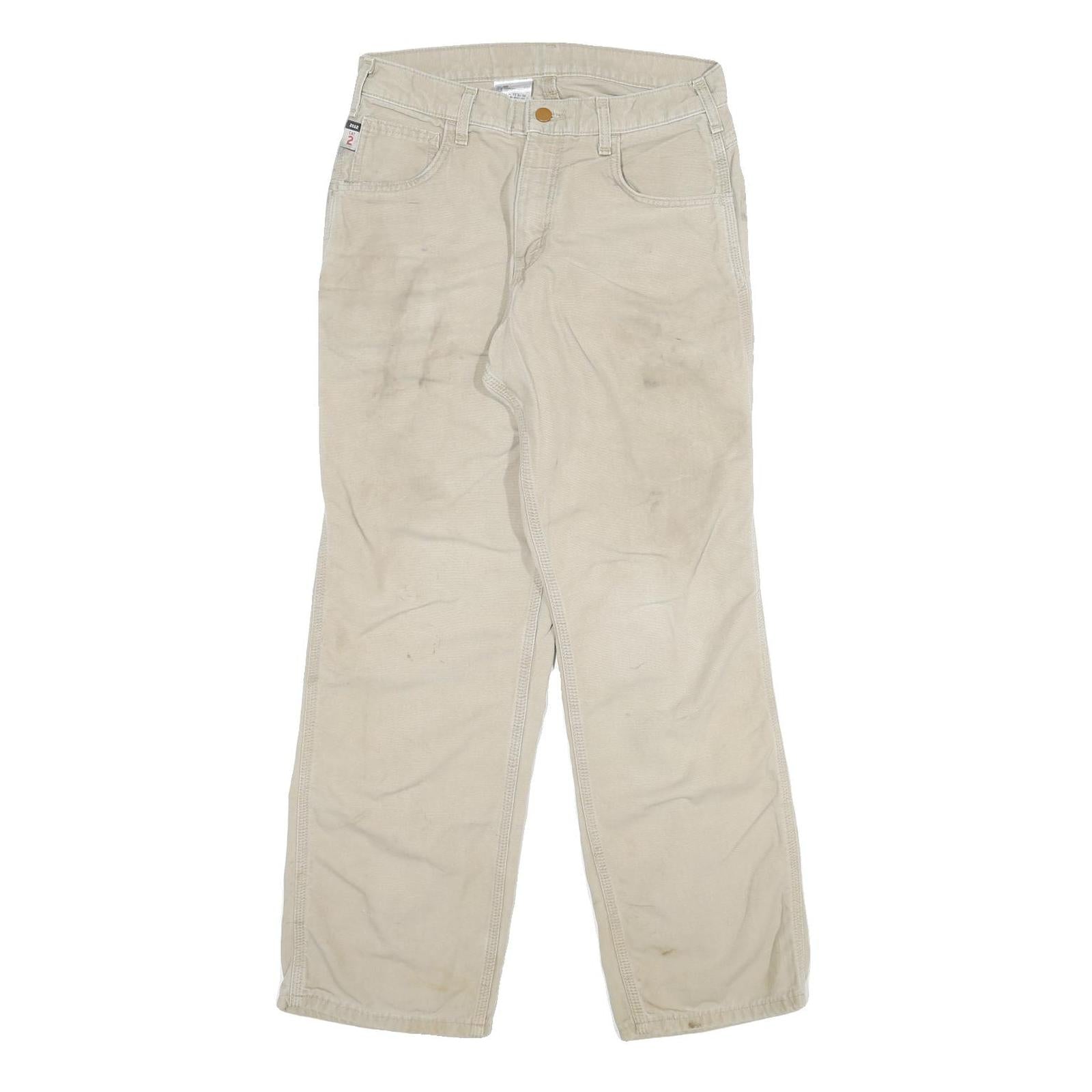 CARHARTT Mens Relaxed Beige Cotton Blend Zip Trousers W30 L30 Workwear Casual Refurbished - N/A refurbished available on Cerqular