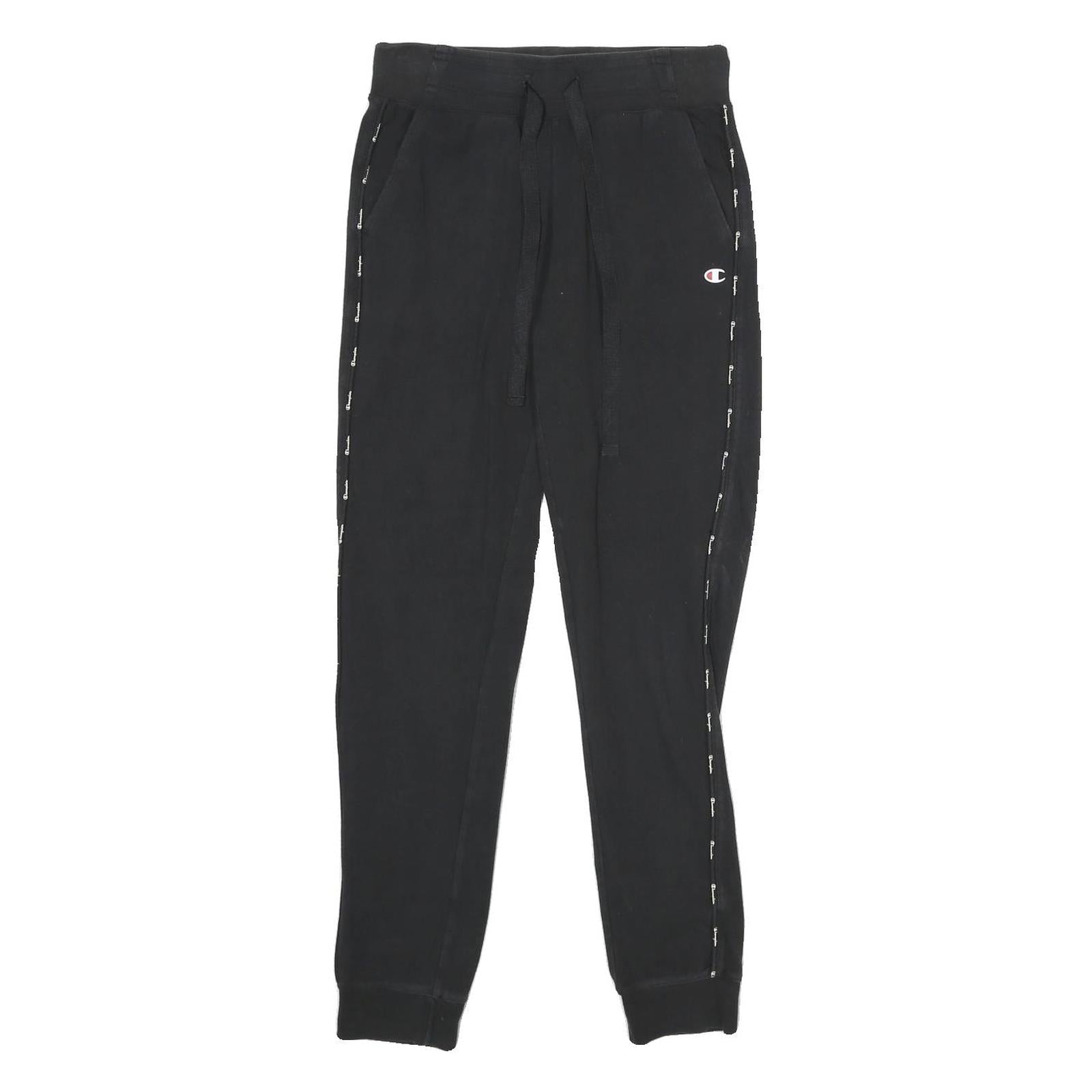 CHAMPION Womens Joggers Black Slim Tapered XS W24 L28 Cotton Blend Logo Tape Refurbished - N/A refurbished available on Cerqular