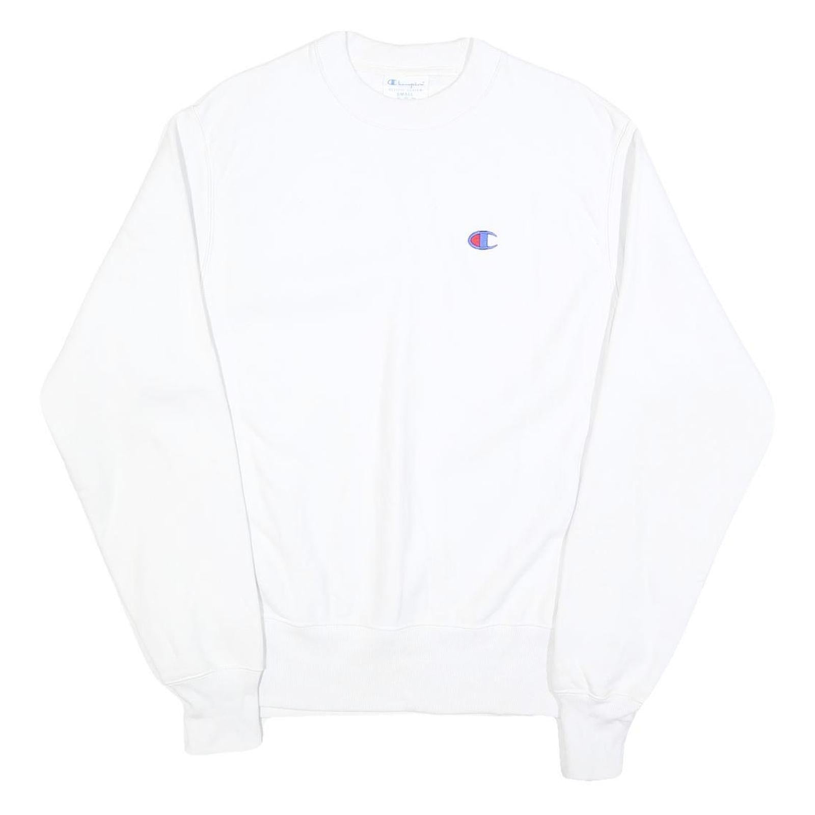 CHAMPION REVERSE WEAVE Mens White Crew Neck S Cotton Sweatshirt Classic Logo Refurbished - N/A refurbished available on Cerqular