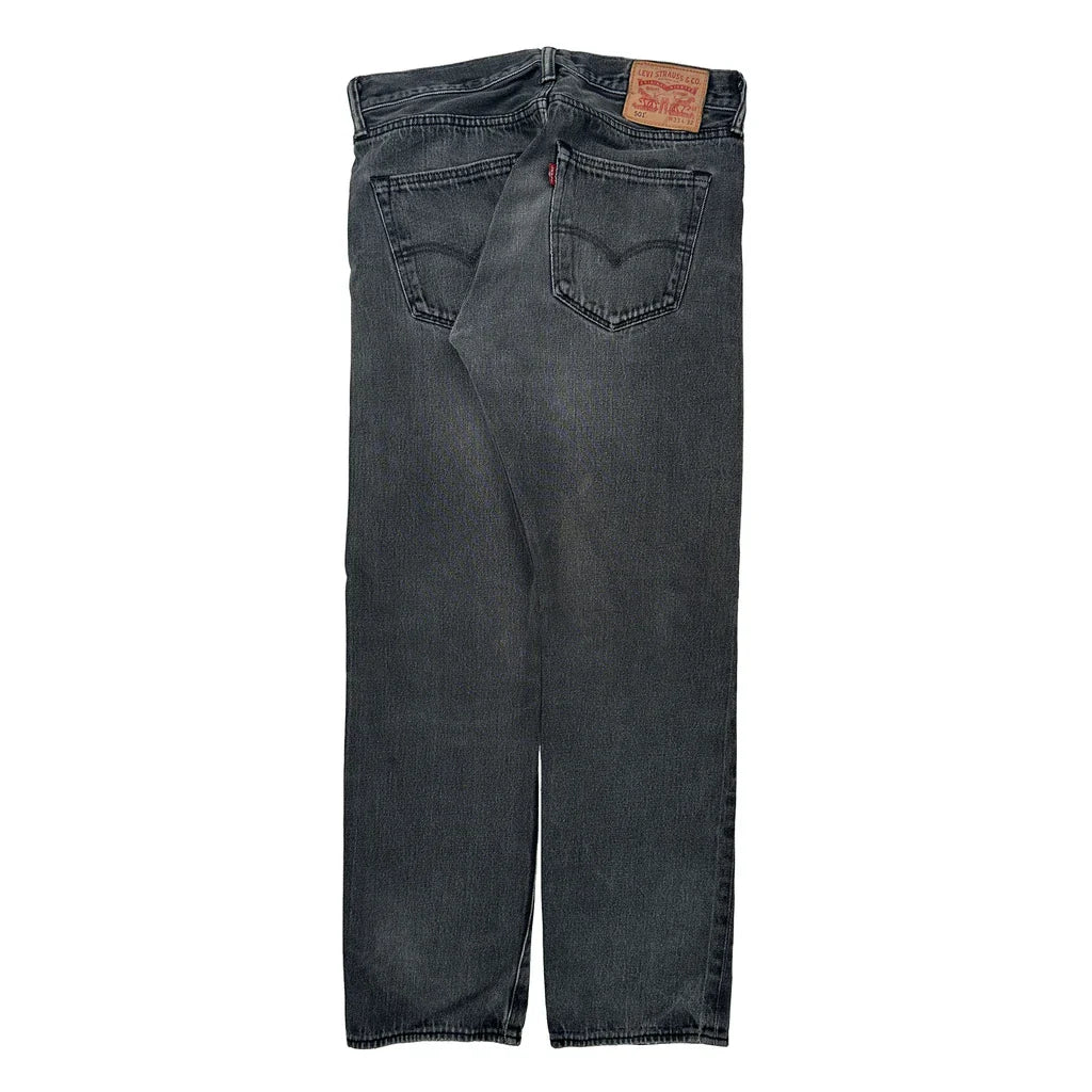 501 Levis Jeans - 33W 32L Grey Cotton Refurbished - Thrifted (note: this is a term often used to describe second- refurbished available on Cerqular