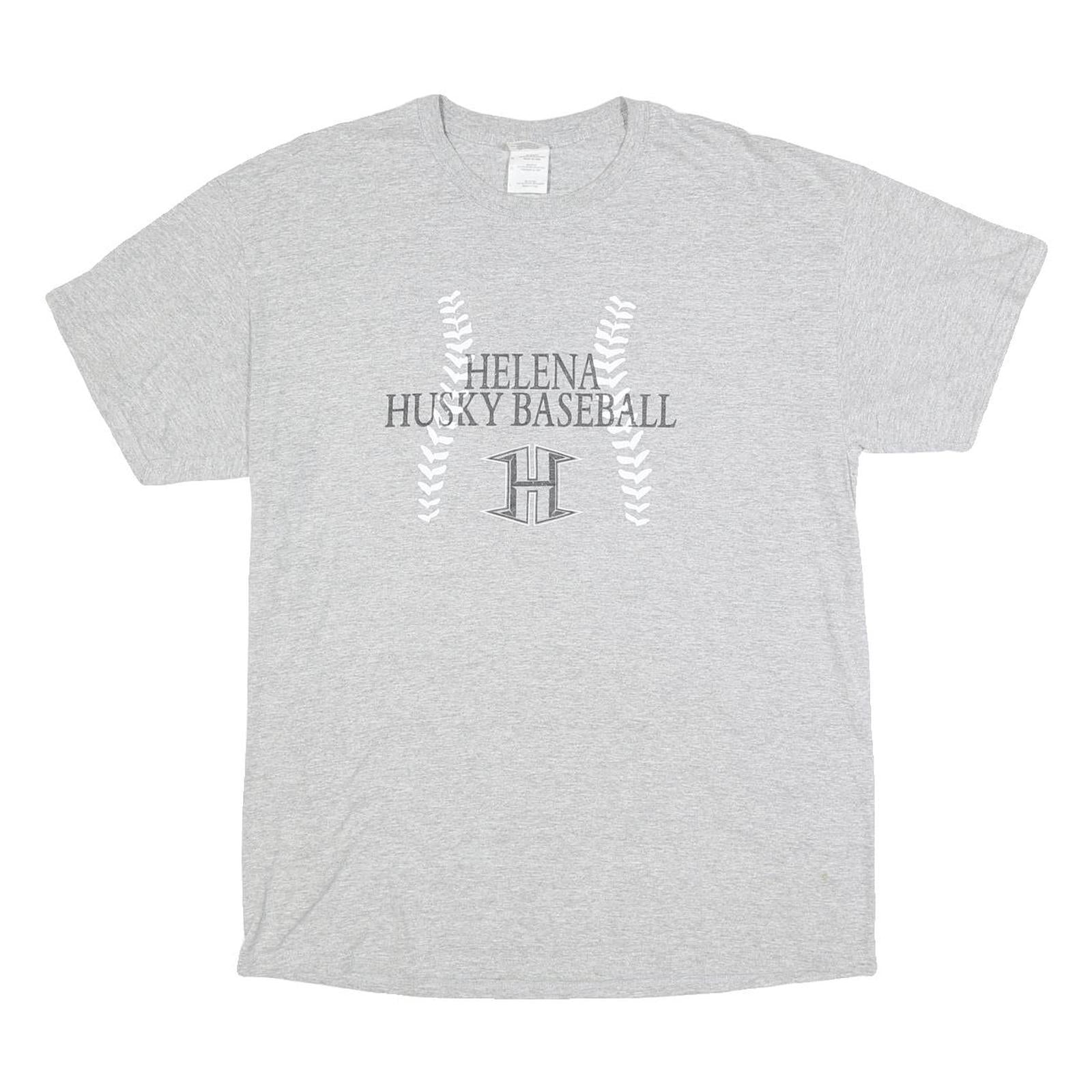 GILDAN Mens Grey Helena Husky Baseball T-Shirt L Short Sleeve Crew Neck Cotton Refurbished - N/A refurbished available on Cerqular