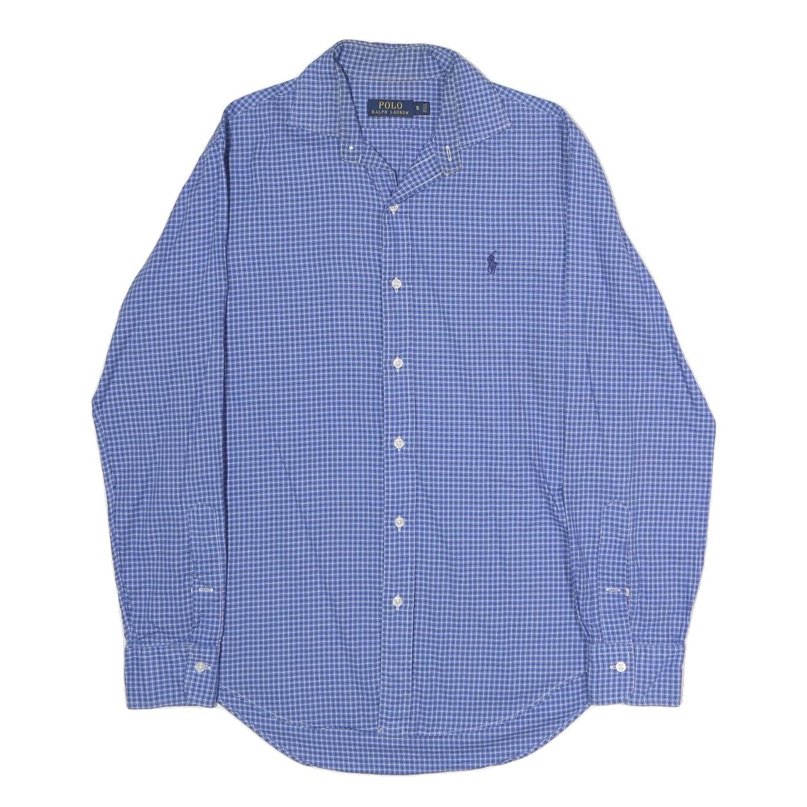 POLO RALPH LAUREN Mens Blue Check Shirt S Button Down Collar Cotton Casual Refurbished - N/A refurbished available on Cerqular