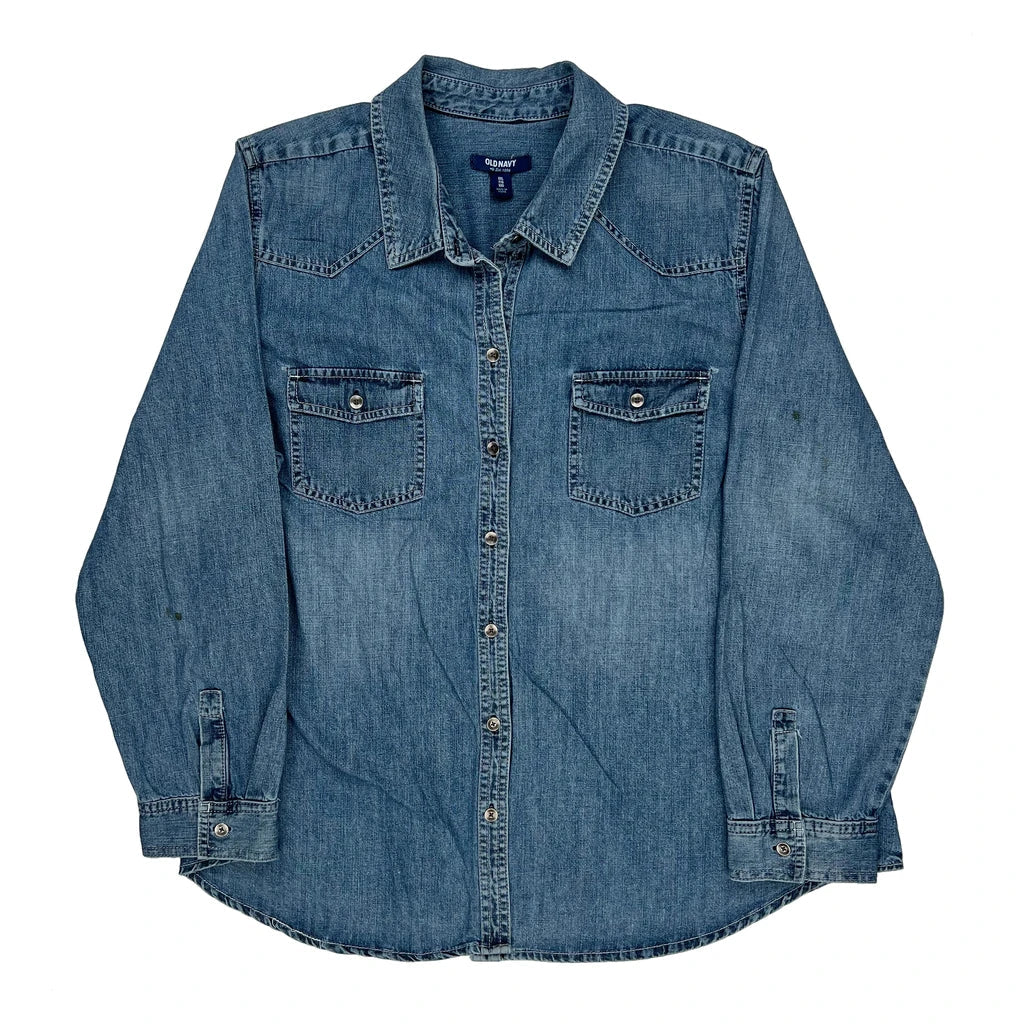 Old Navy Denim Shirt - 2XL Blue Denim Refurbished - Thrifted (note: this is a term often used to describe second- refurbished available on Cerqular