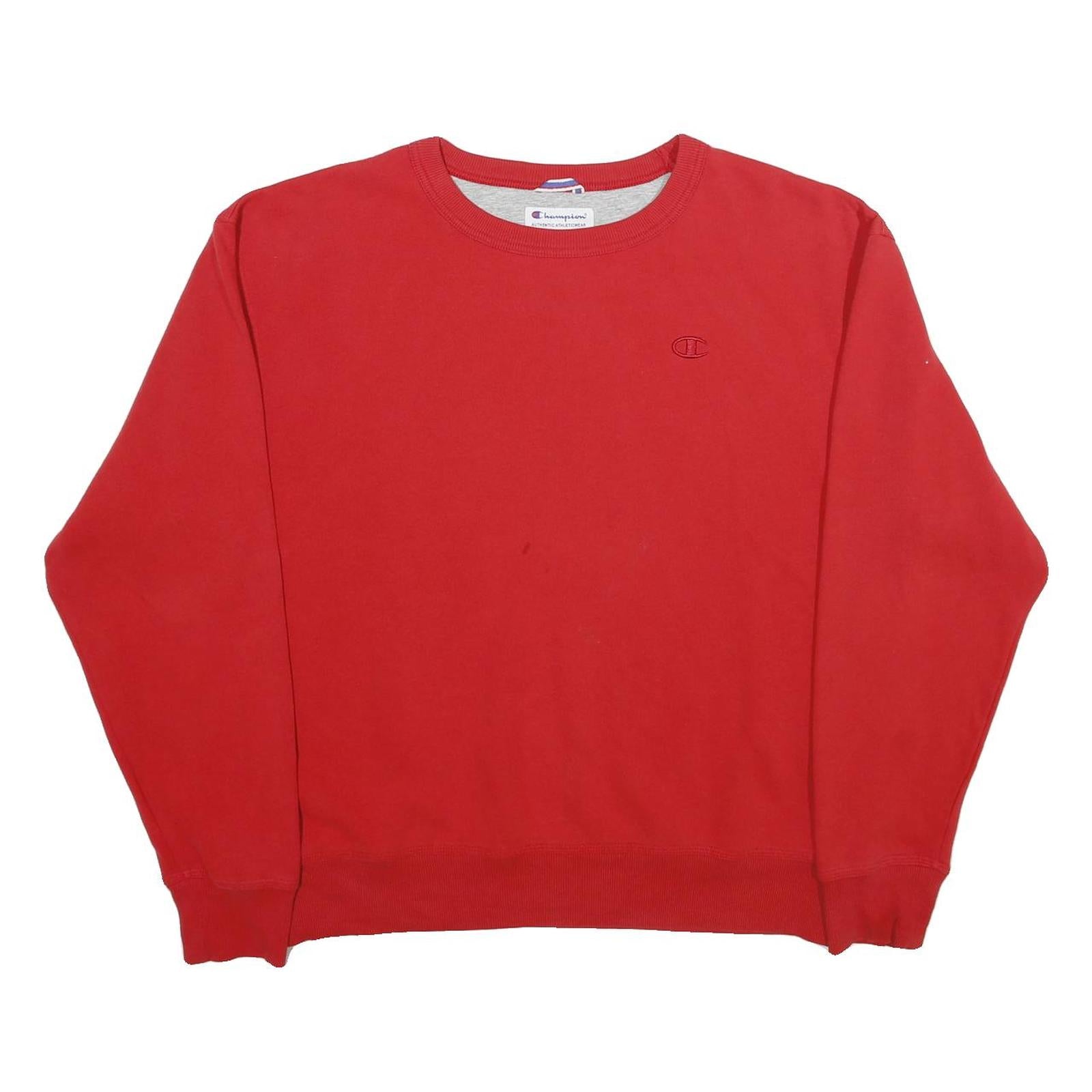 CHAMPION Mens Red Crew Neck L Cotton Blend Sweatshirt Pullover Casual Refurbished - N/A refurbished available on Cerqular