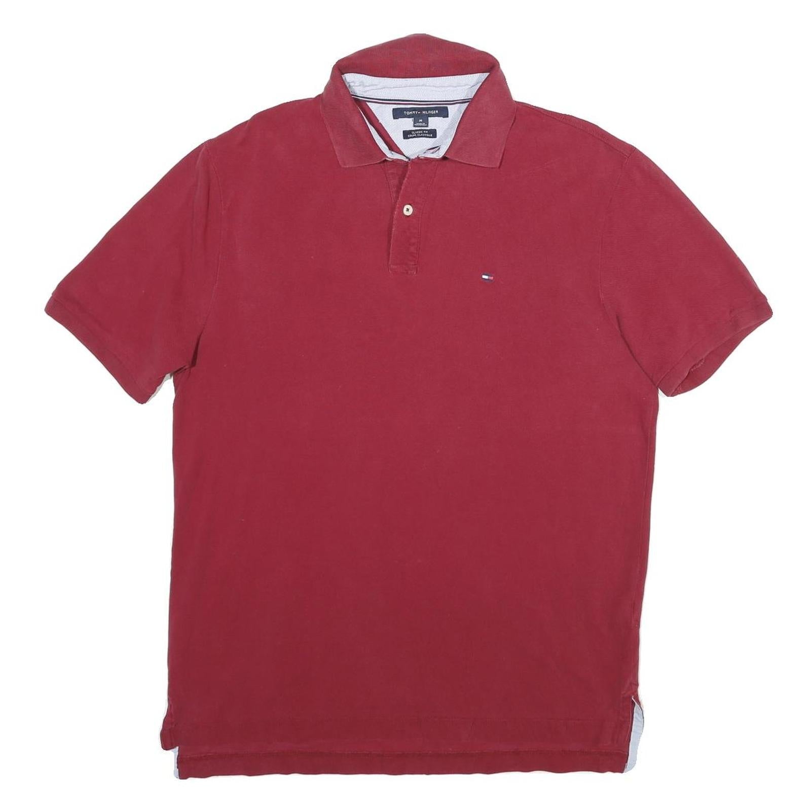 TOMMY HILFIGER Mens Red Polo Shirt Short Sleeve M Classic Cotton Casual Refurbished - N/A refurbished available on Cerqular