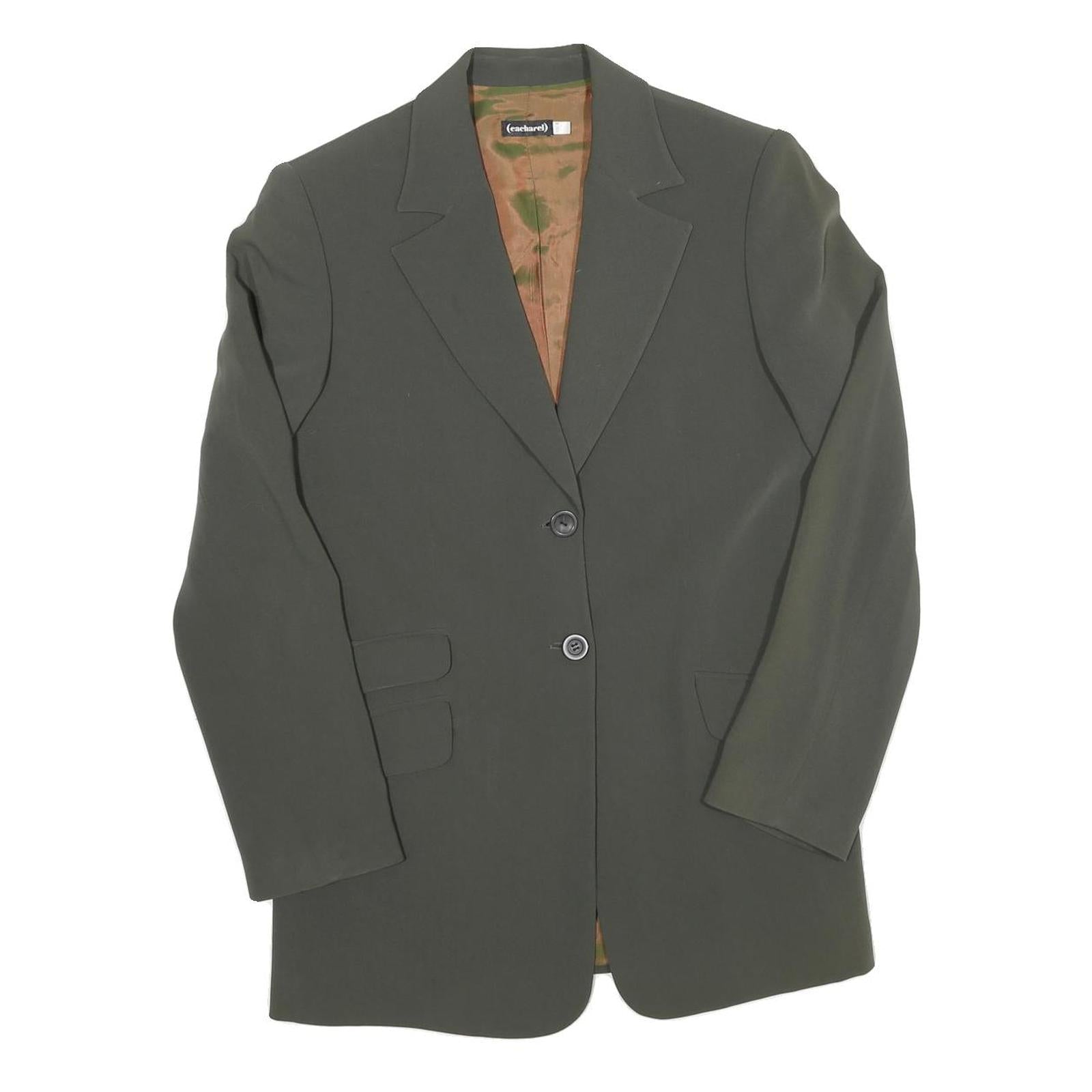 Womens Green Plain Button Jacket UK 8 Polyester Blend Classic Tailored Refurbished - N/A refurbished available on Cerqular