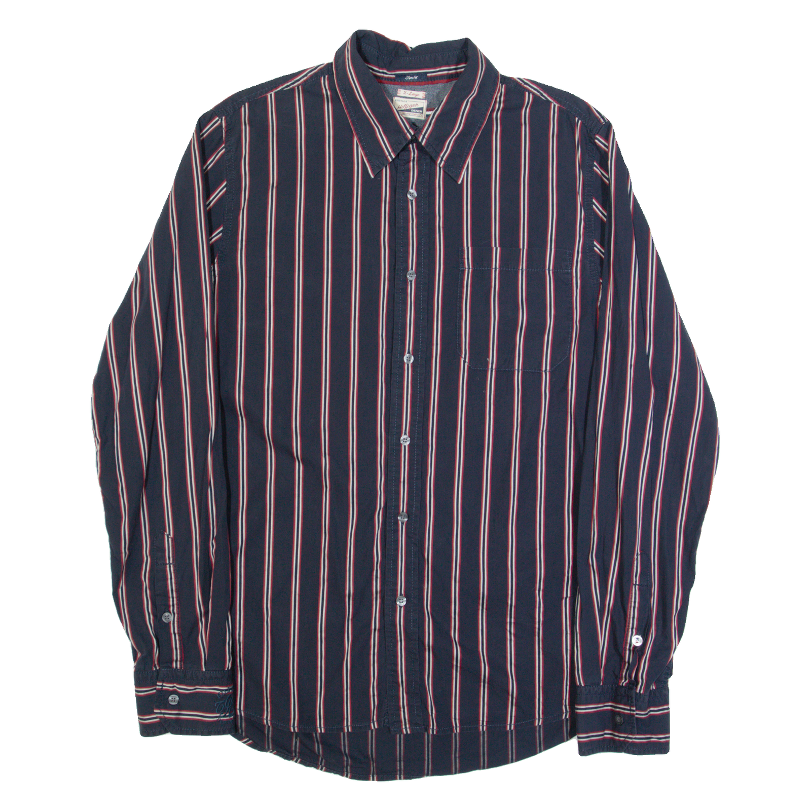 HILFIGER DENIM Slim Fit Mens Shirt Black Striped Long Sleeve XL Refurbished - N/A refurbished available on Cerqular