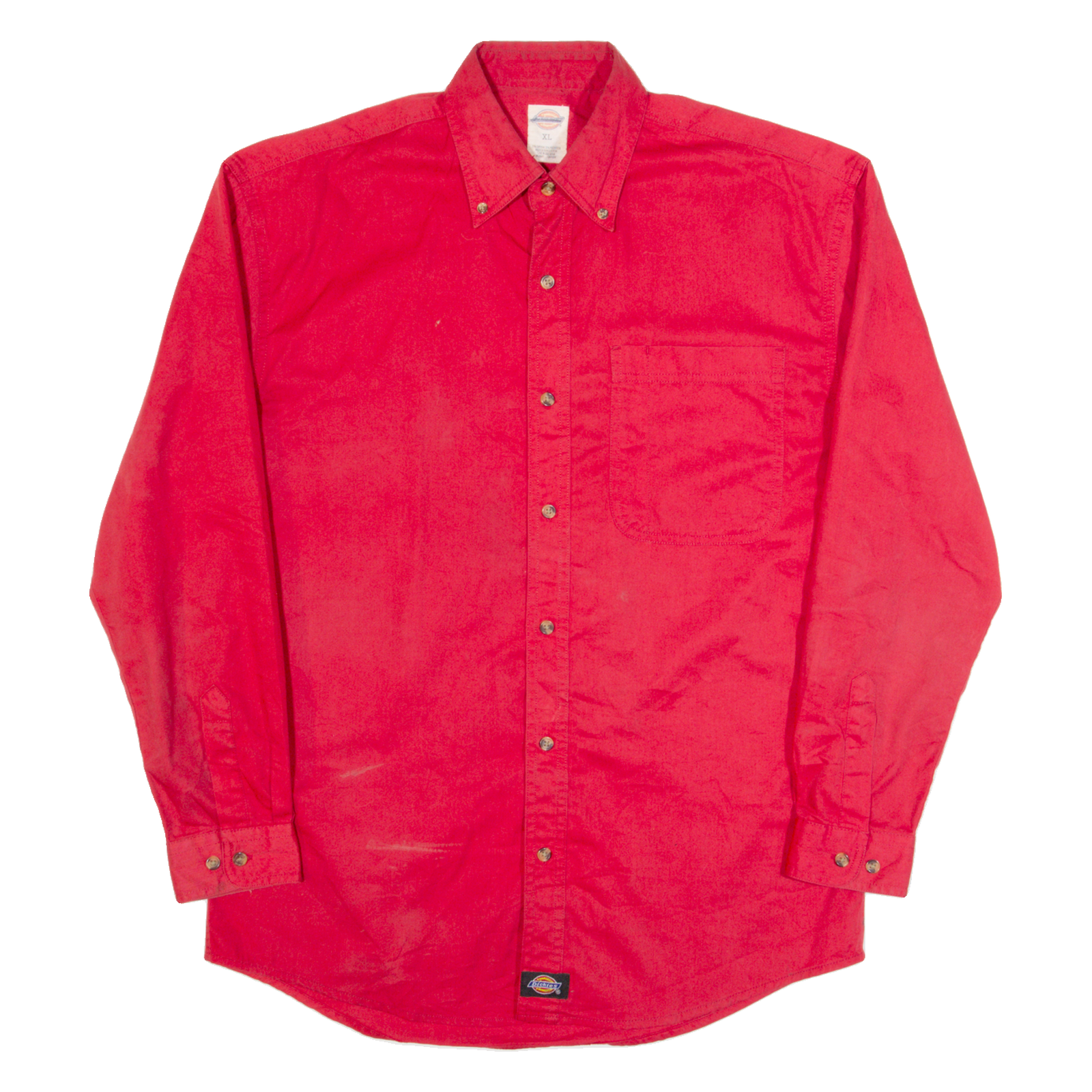 DICKIES Mens Plain Shirt Red Long Sleeve XL Refurbished - N/A refurbished available on Cerqular