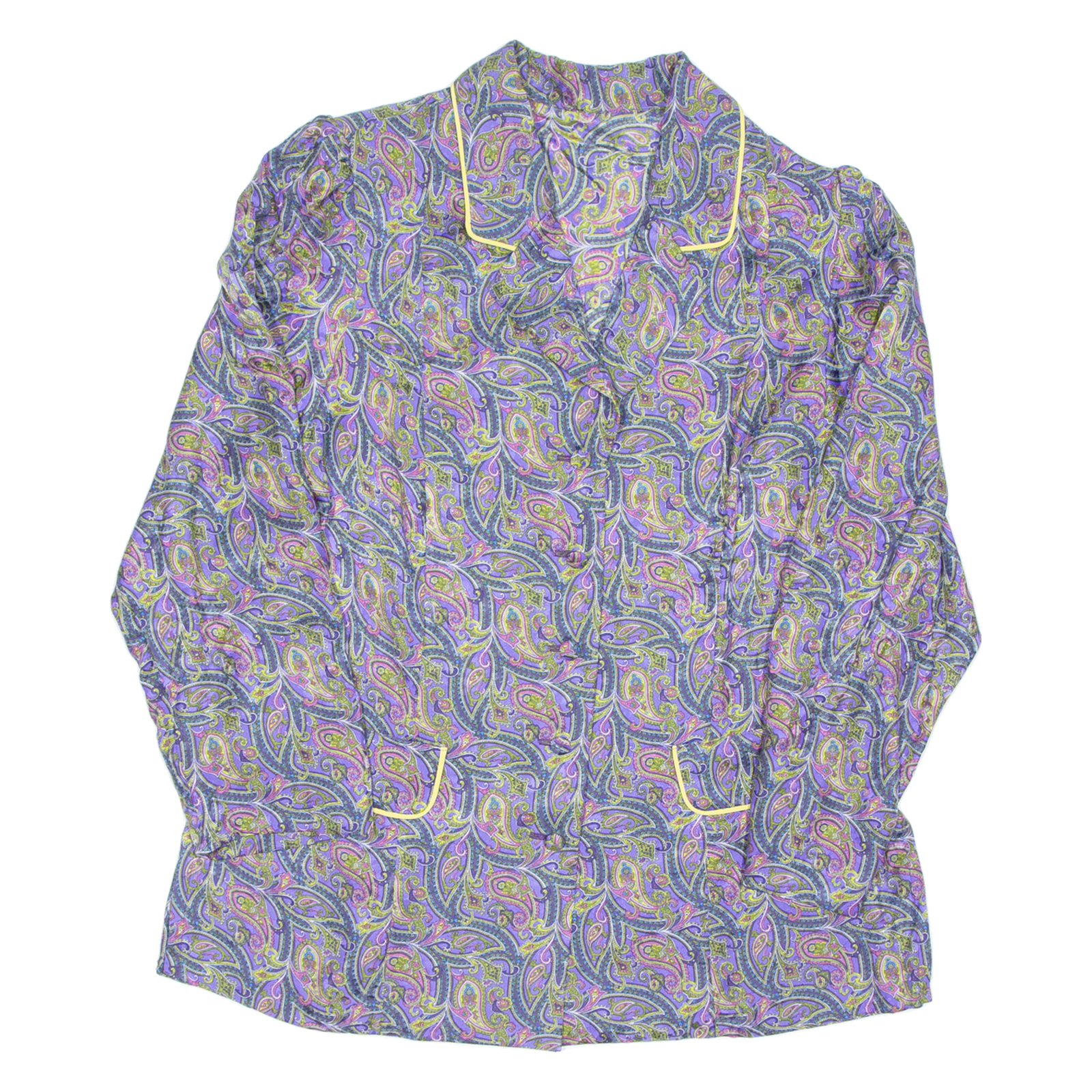 Womens Printed Blouse Purple V-Neck Long Sleeve Floral M Refurbished - N/A refurbished available on Cerqular