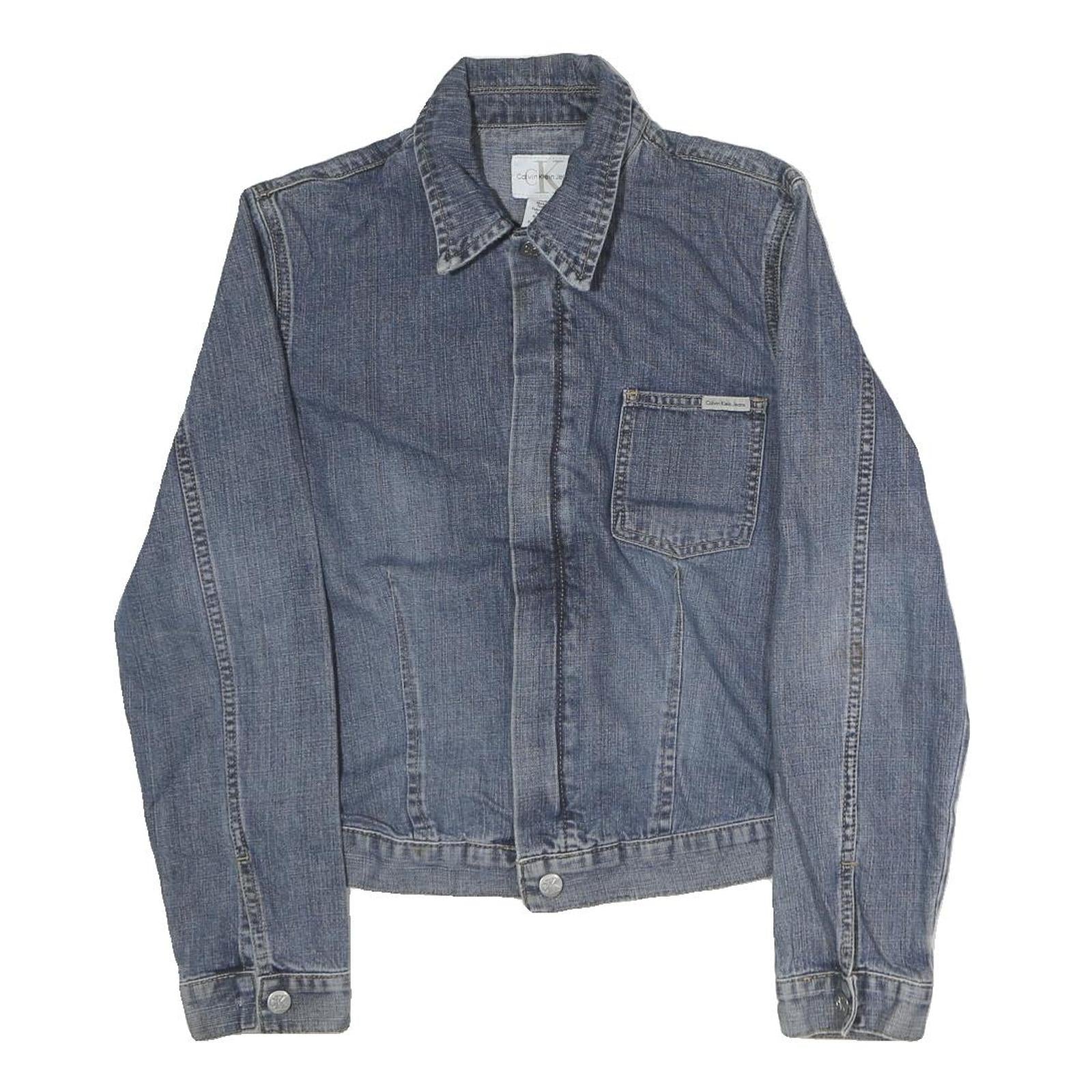 CALVIN KLEIN JEANS Womens Blue Denim Jacket M Cotton Zip Plain Casual Denim Refurbished - N/A refurbished available on Cerqular