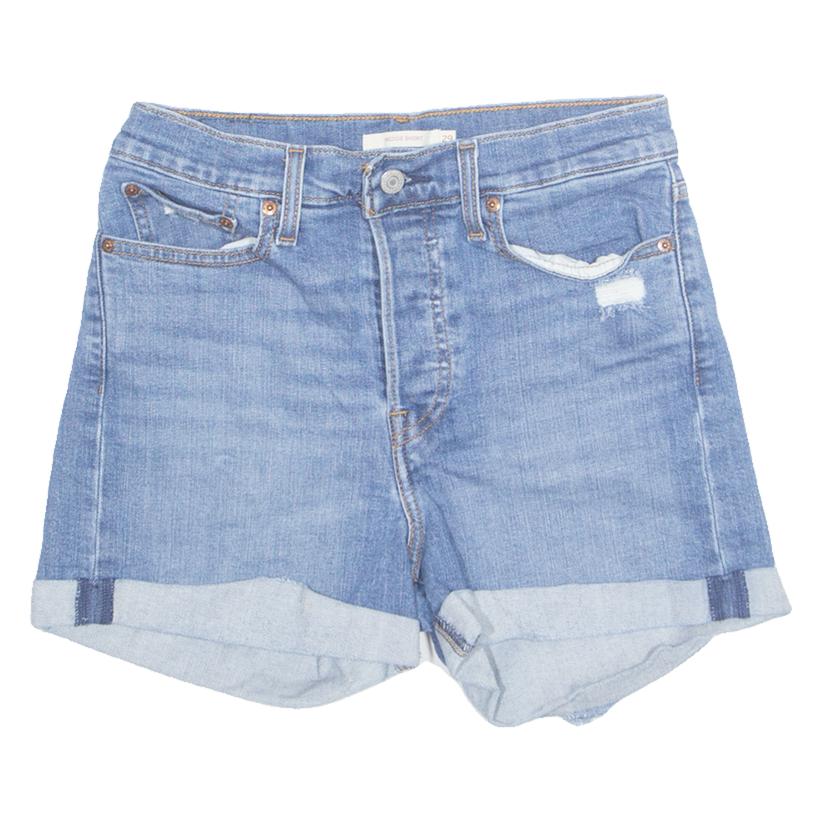 LEVI'S Turn Up Womens Denim Shorts Blue Relaxed S W28 Refurbished - N/A refurbished available on Cerqular