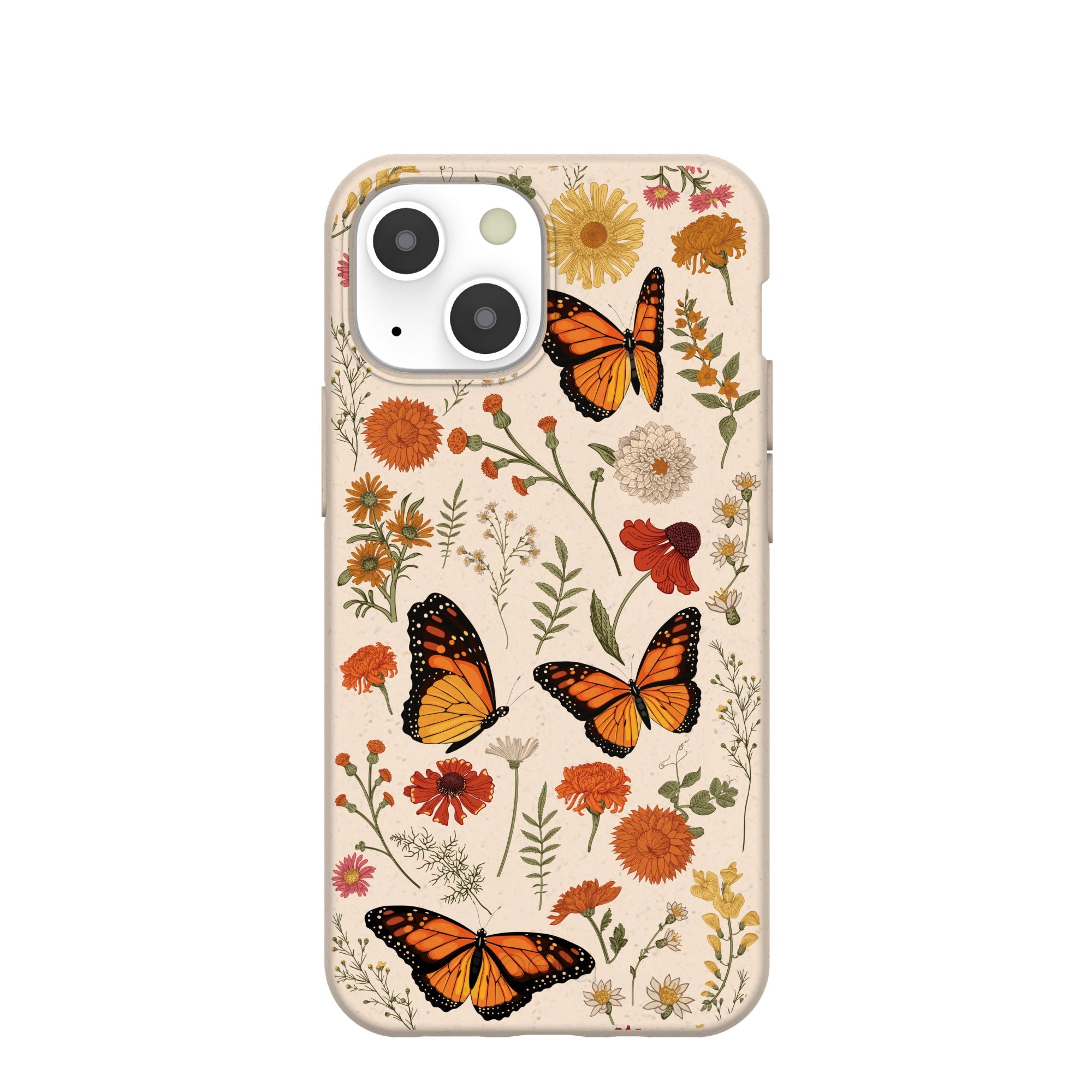 Seashell Monarch Butterfly iPhone 13 Mini Case Refurbished - Pela Case refurbished available on Cerqular