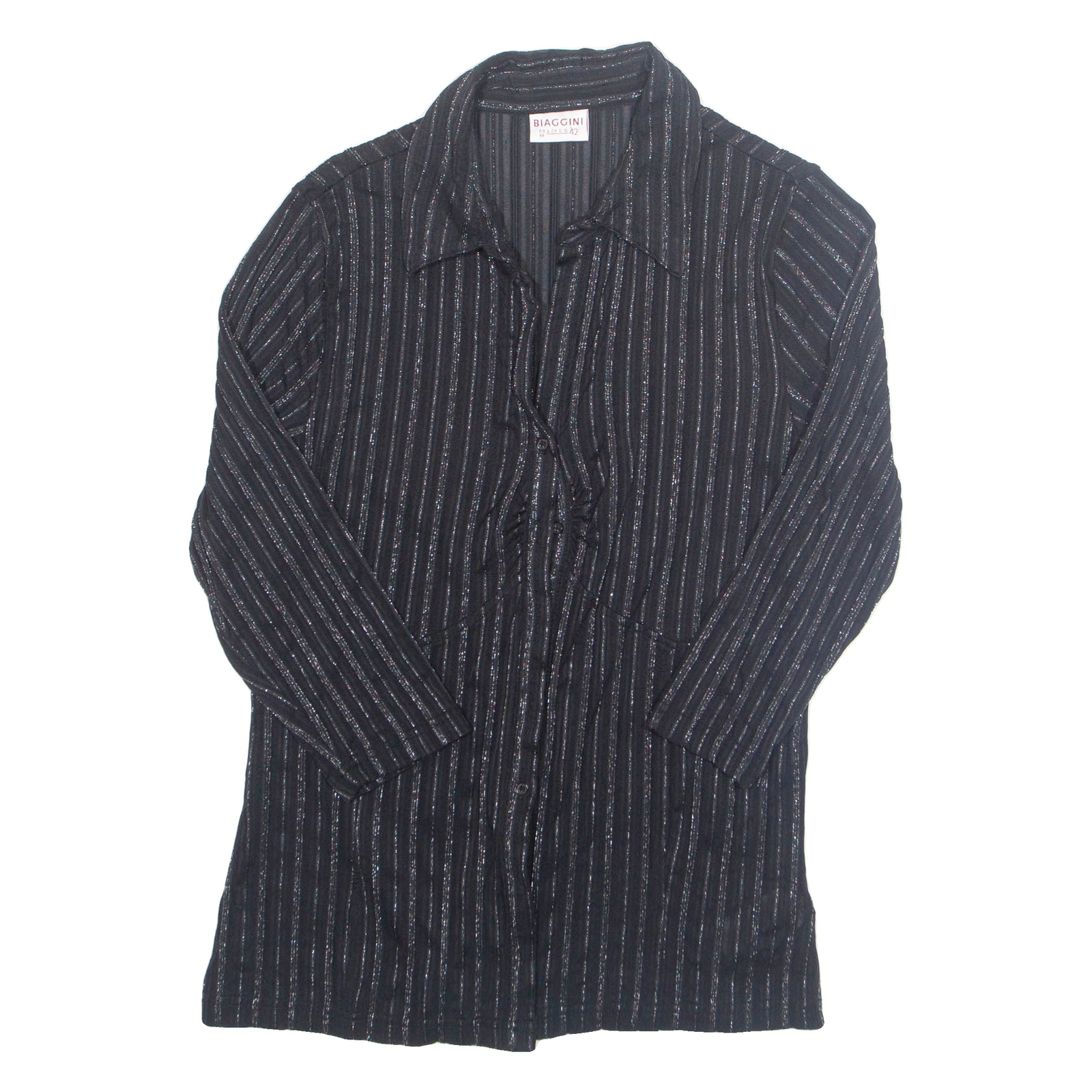 BIAGGINI Glitter Womens Shirt Black Collared Long Sleeve M Refurbished - N/A refurbished available on Cerqular